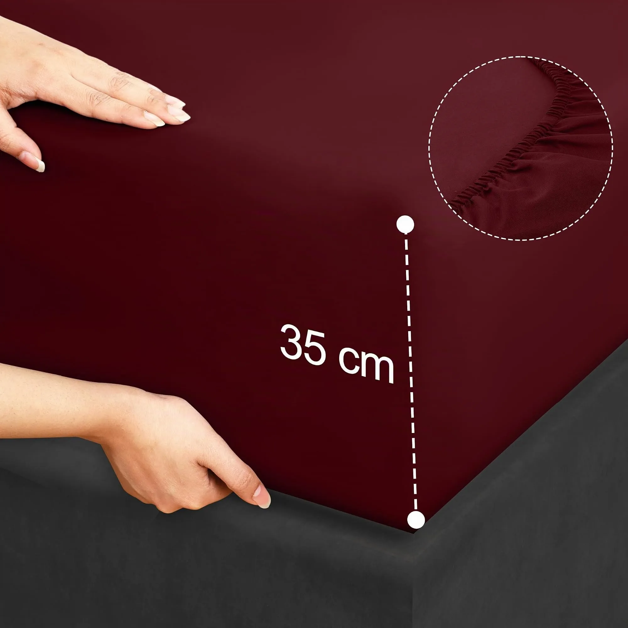 Utopia Bedding Set Lenzuola Letto 4 Pezzi, 160x200cm, Bordeaux - immagine 5