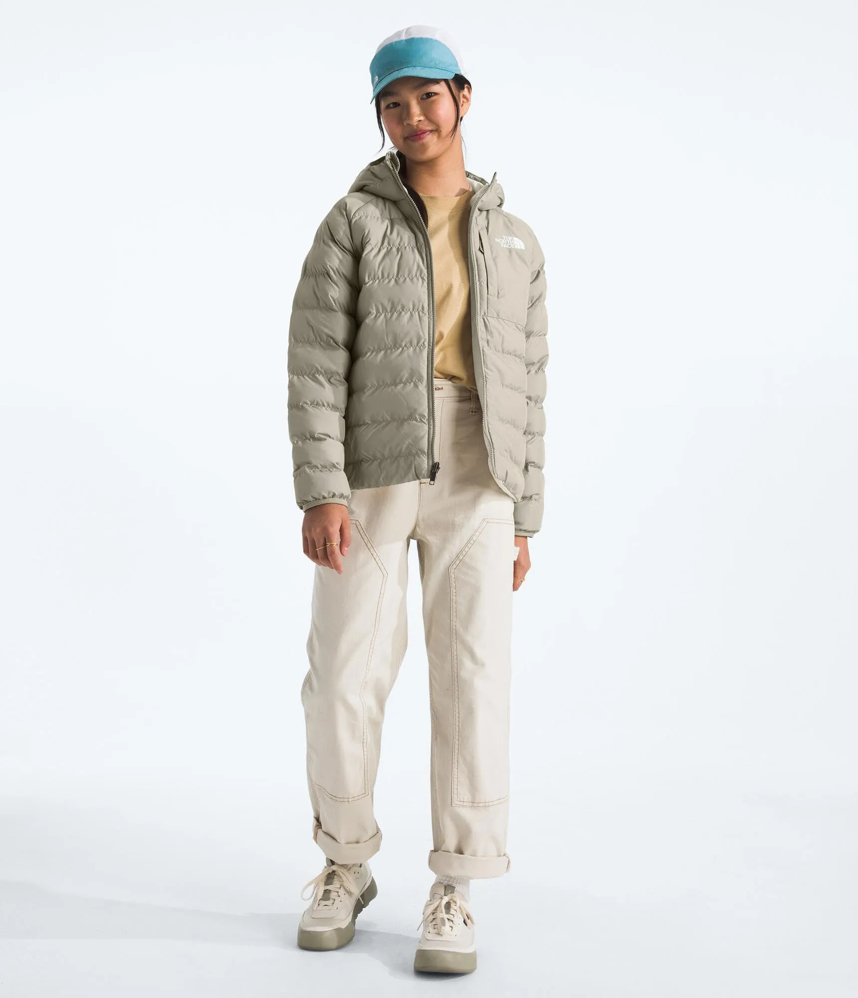 The North Face Perrito Giacca reversibile con cappuccio da ragazza, Grigio argilla, S - immagine 2