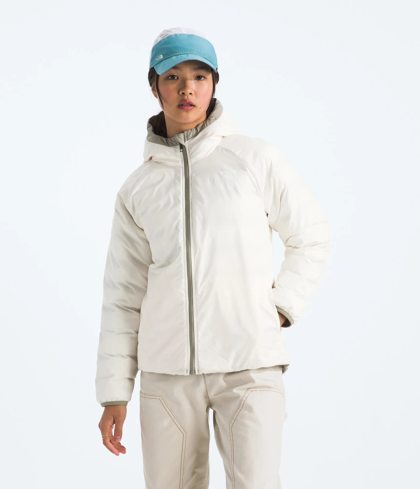 The North Face Perrito Giacca reversibile con cappuccio da ragazza, Grigio argilla, S - immagine 3
