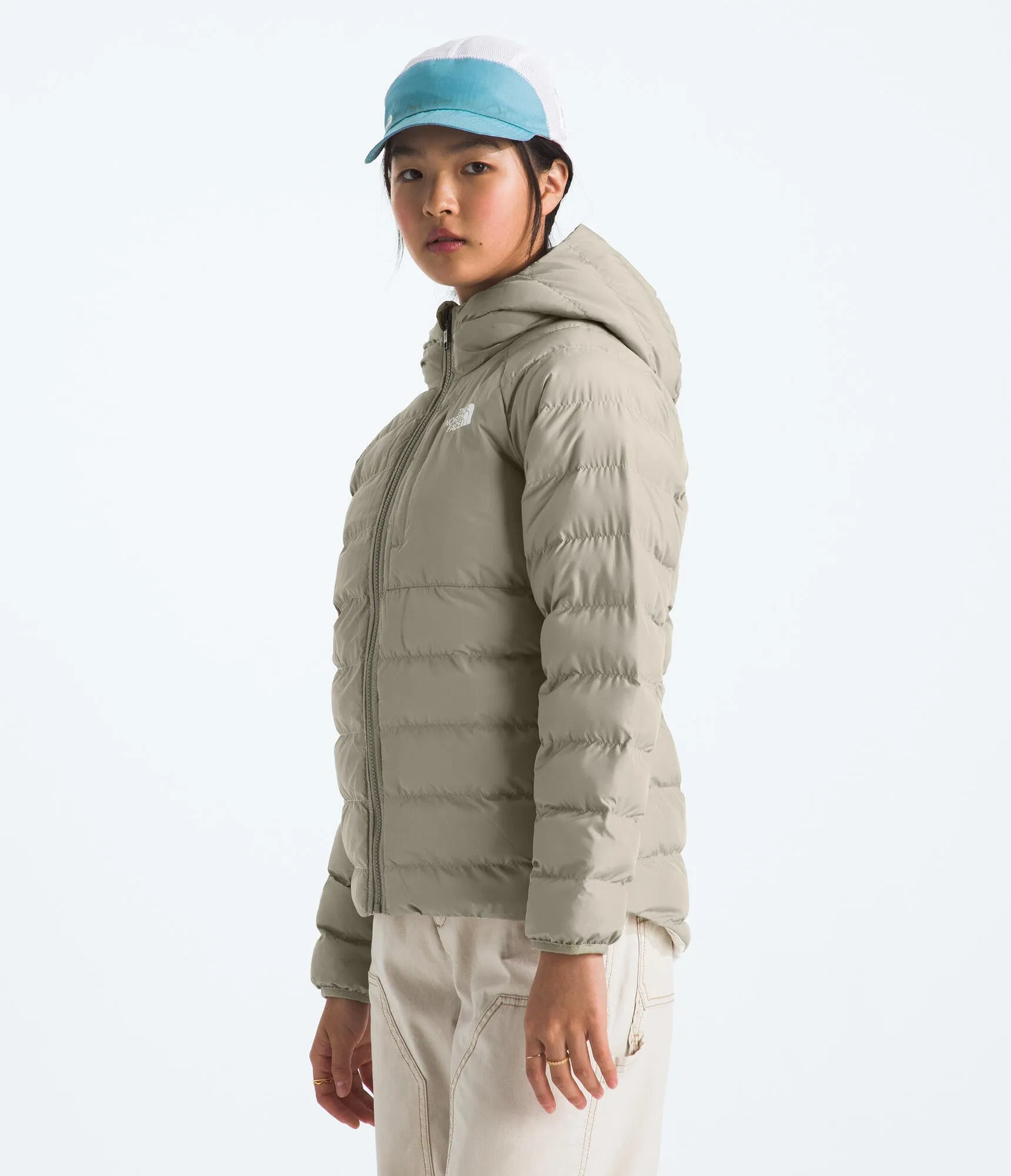 The North Face Perrito Giacca reversibile con cappuccio da ragazza, Grigio argilla, S - immagine 4