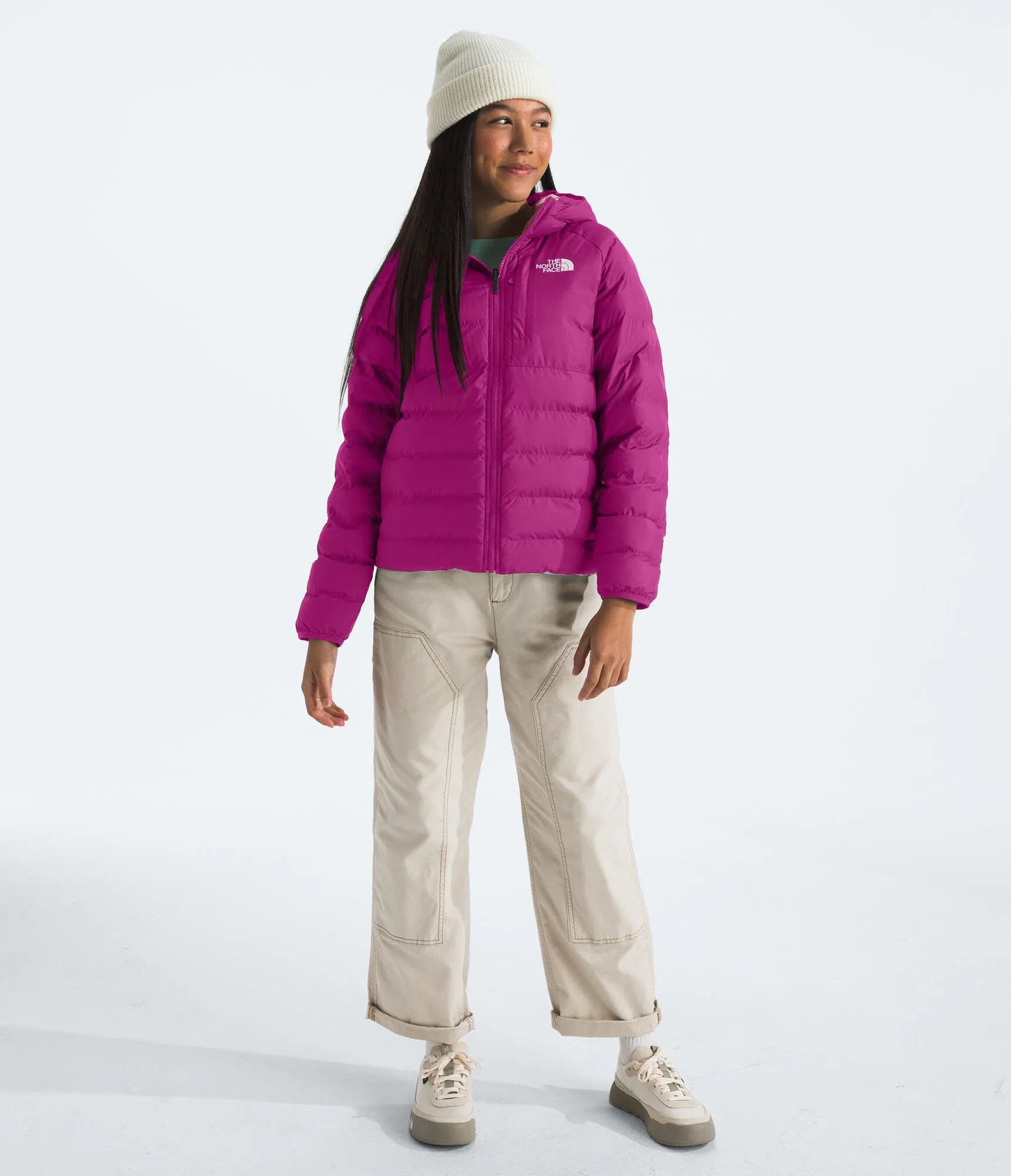 The North Face Reversible Perrito Hooded Jacket for Girls, Deep Mulberry, 128 - immagine 3