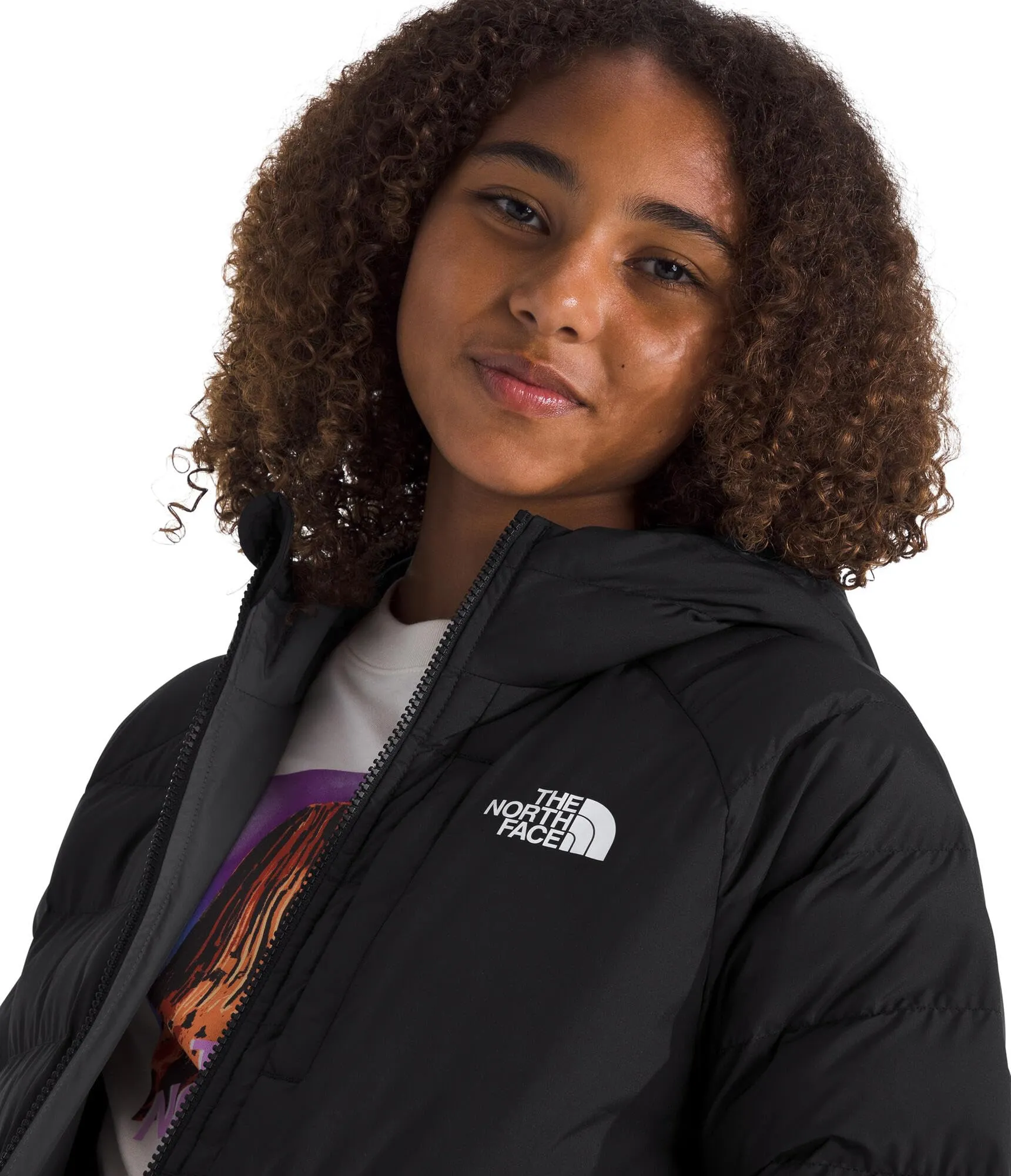 The North Face NF0A88TW Reversible Perrito Hooded Jacket Unisex Kids TNF Black/Smoked Pearl Size S - immagine 3