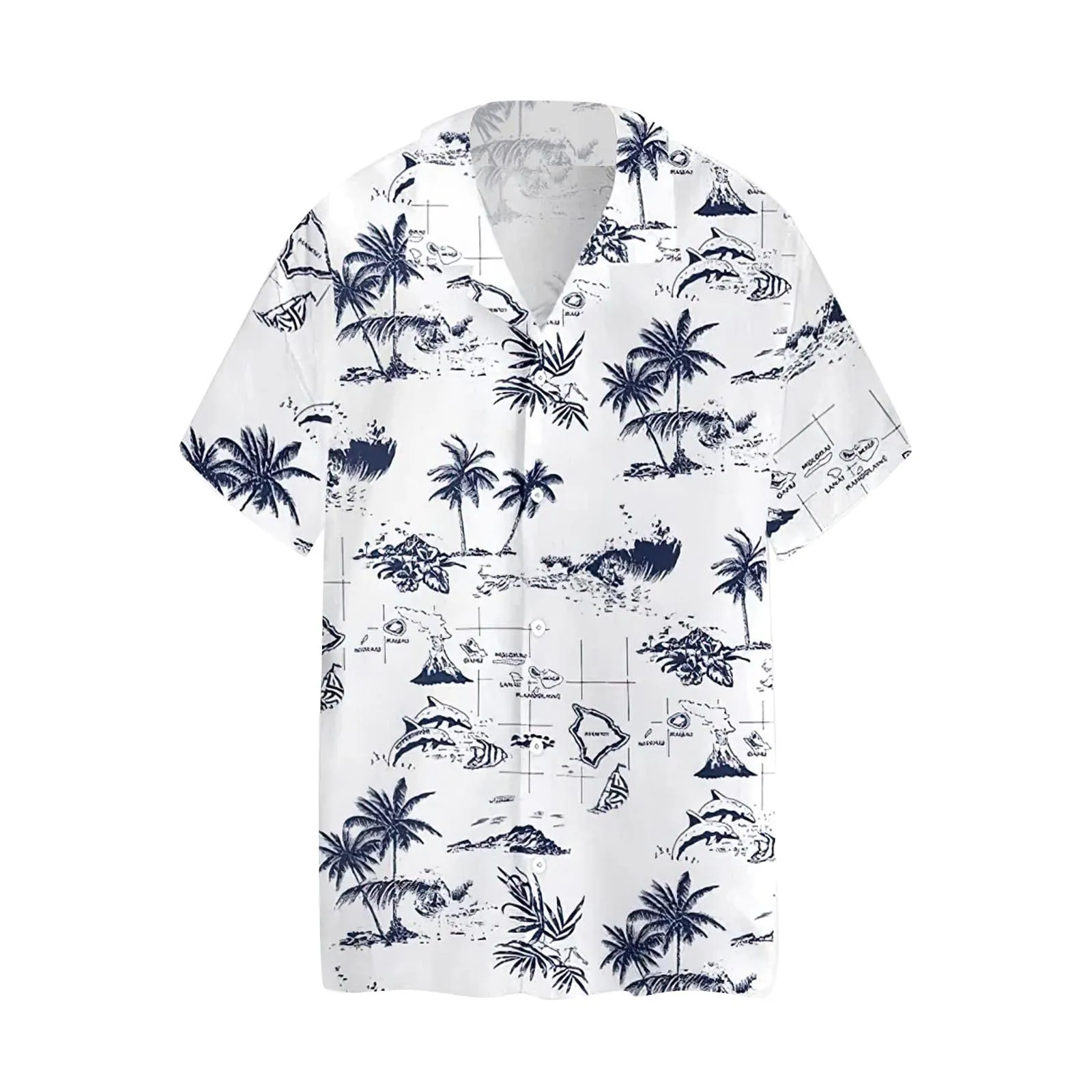 Generisch Camicia da uomo a maniche corte con stampa digitale 3D, oversize, bianco, S - immagine 3