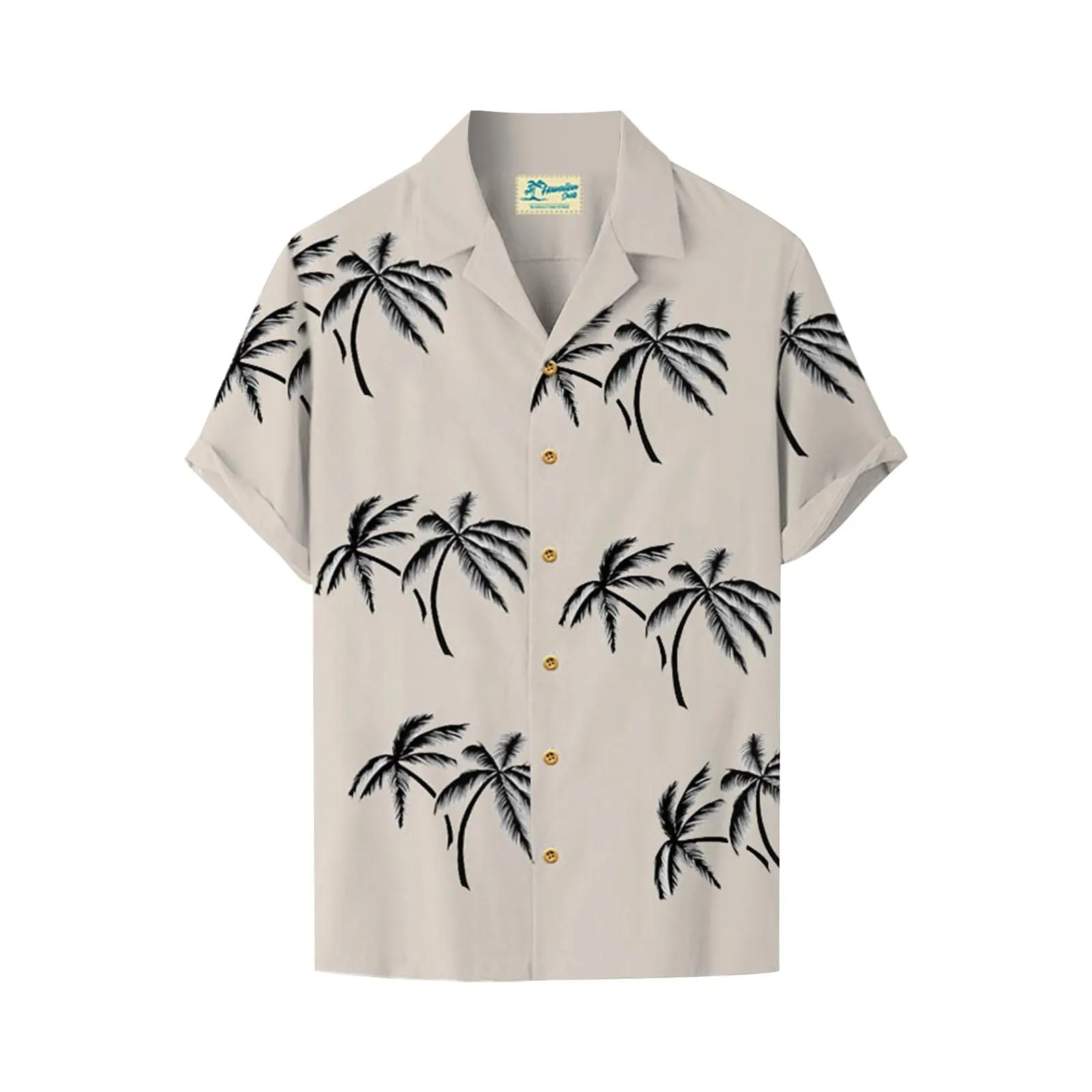Generisch Camicia da Uomo a Maniche Corte con Stampa Digitale 3D, Oversize, Beige, M - immagine 1