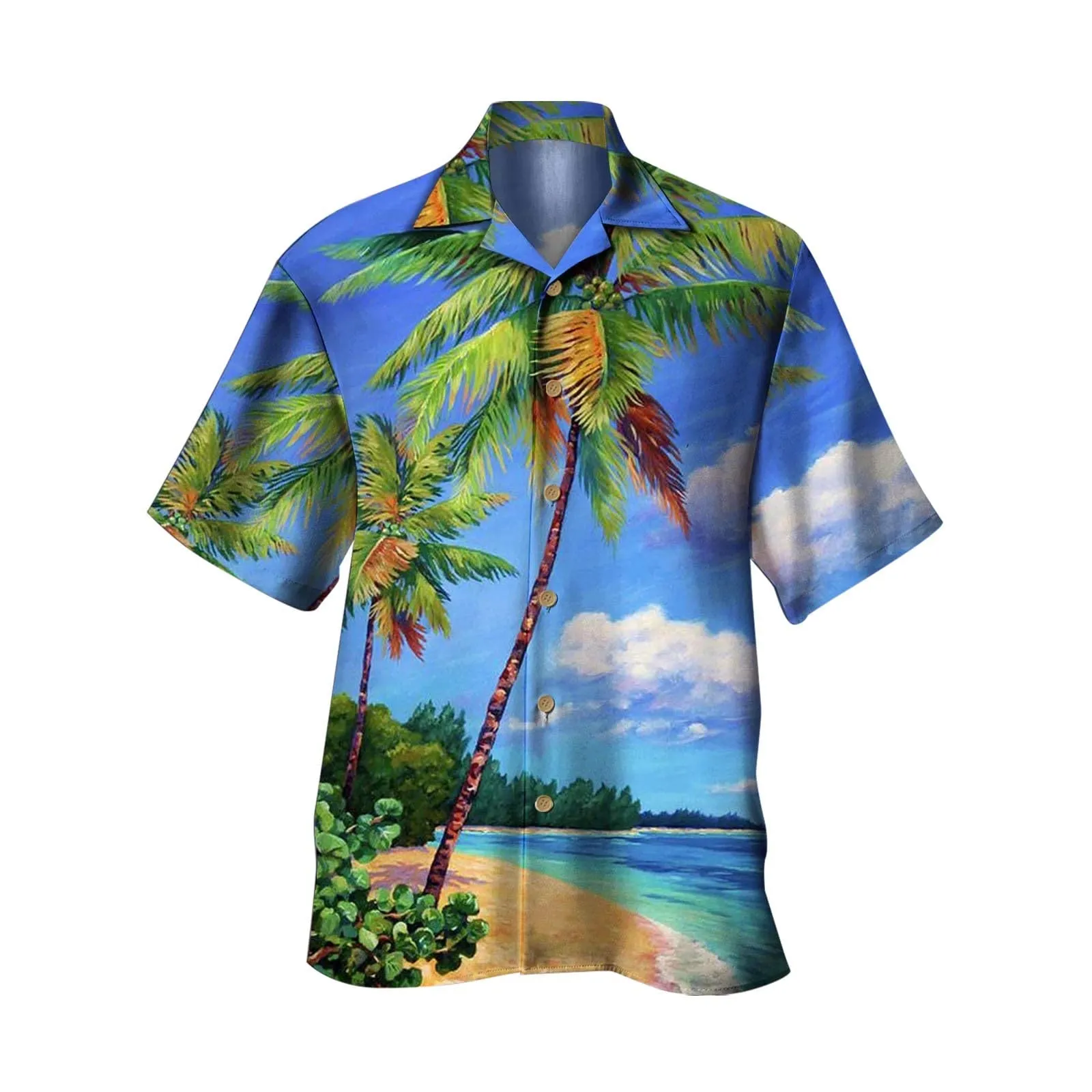 Generisch Camicia da uomo a maniche corte con stampa digitale 3D, Blu, XXL - immagine 3