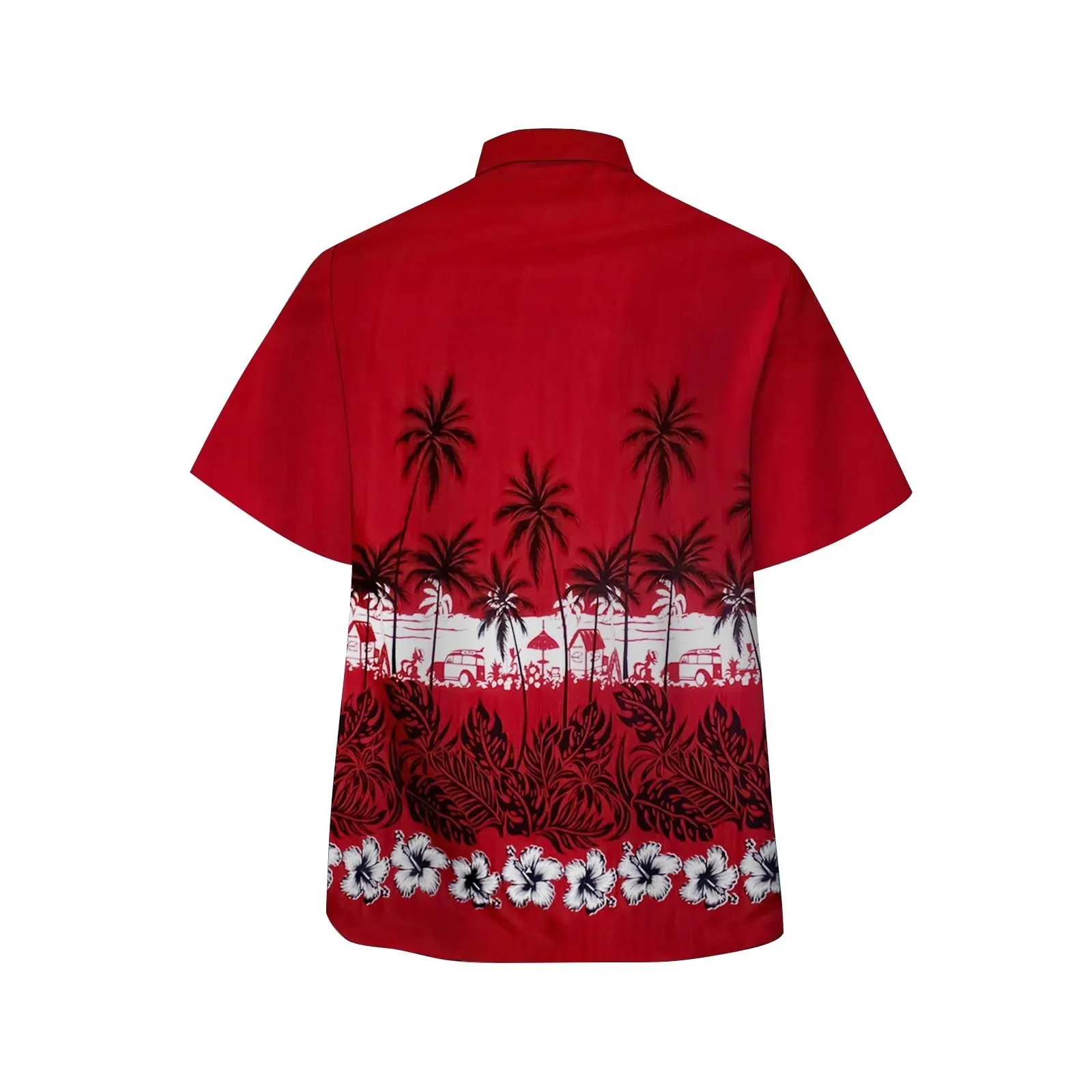 Generisch Camicia da Uomo a Maniche Corte con Stampa Digitale 3D, Rosso, XXL - immagine 2