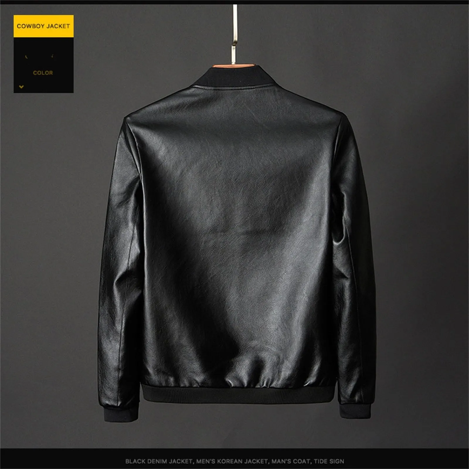 Giubbotto in Pelle Uomo Vintage Antivento Nero - immagine 2