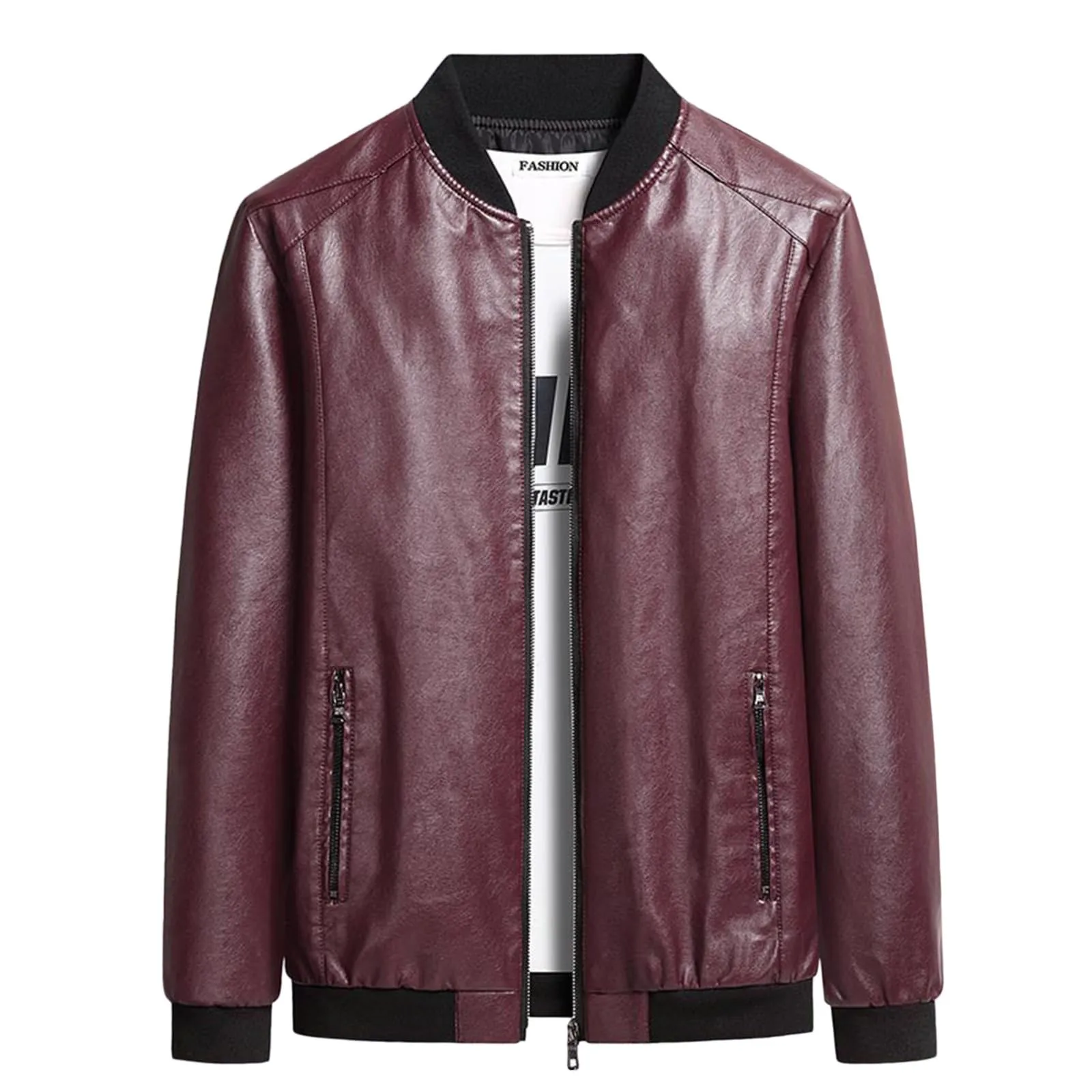 Giacca Moto Uomo in Pelle Sintetica Stile Biker Casual Mezza Stagione - immagine 1