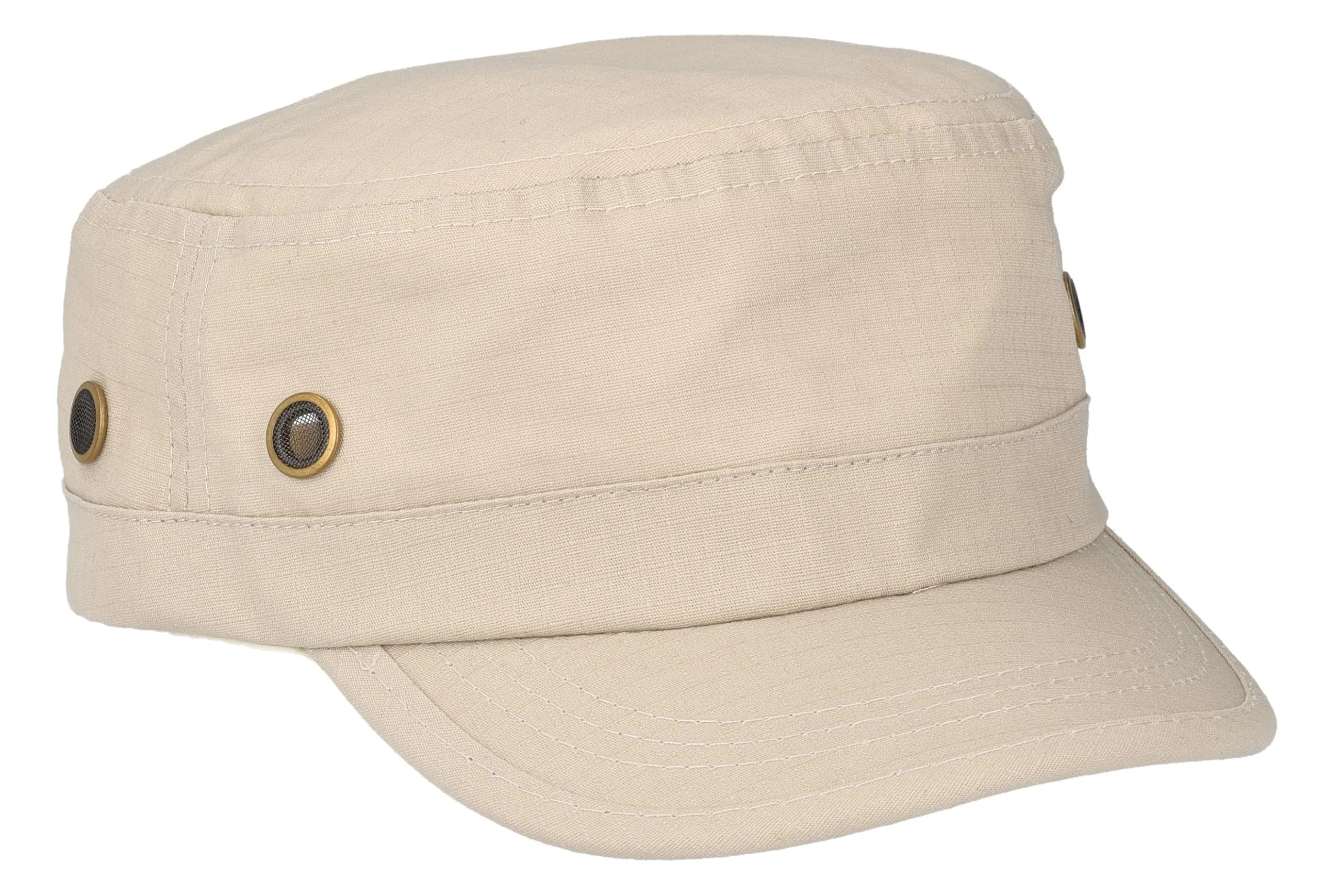 Riki Browns Cappello Militare in Cotone Ripstop, Visiera Regolabile, Beige, Taglia Unica - immagine 1