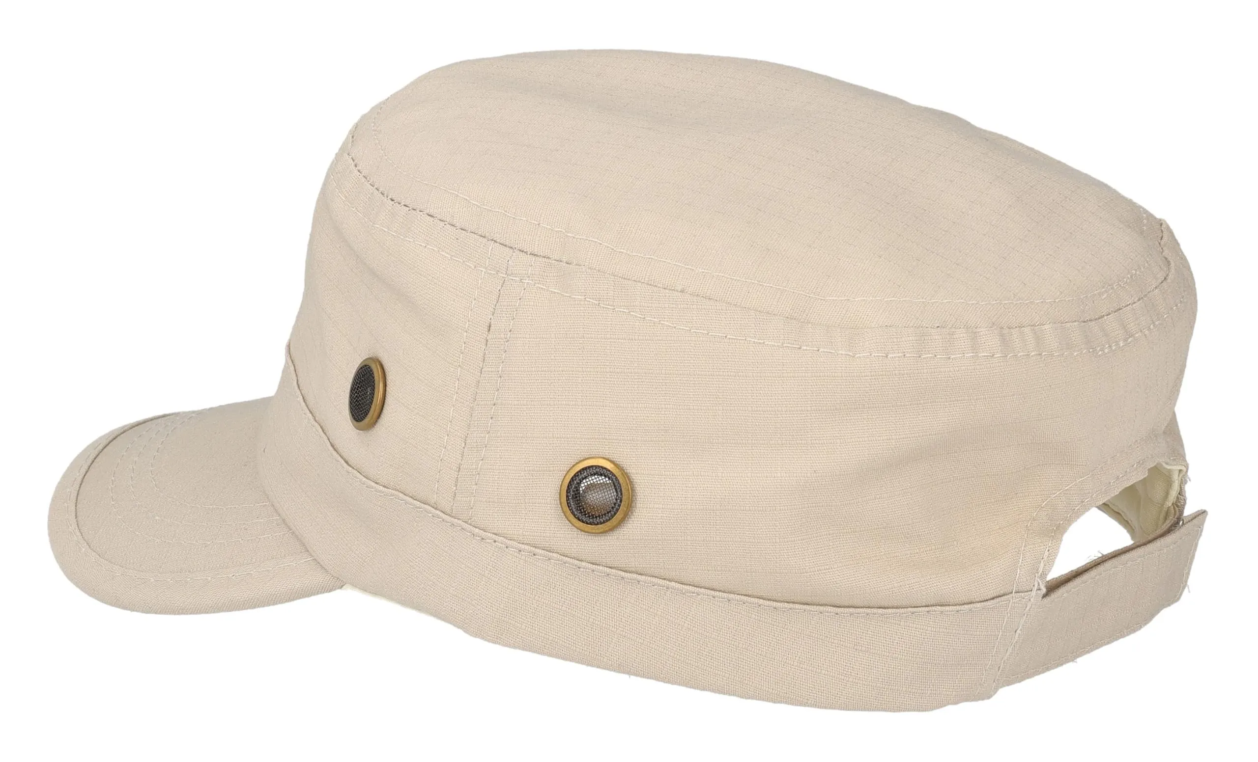 Riki Browns Cappello Militare in Cotone Ripstop, Visiera Regolabile, Beige, Taglia Unica - immagine 3