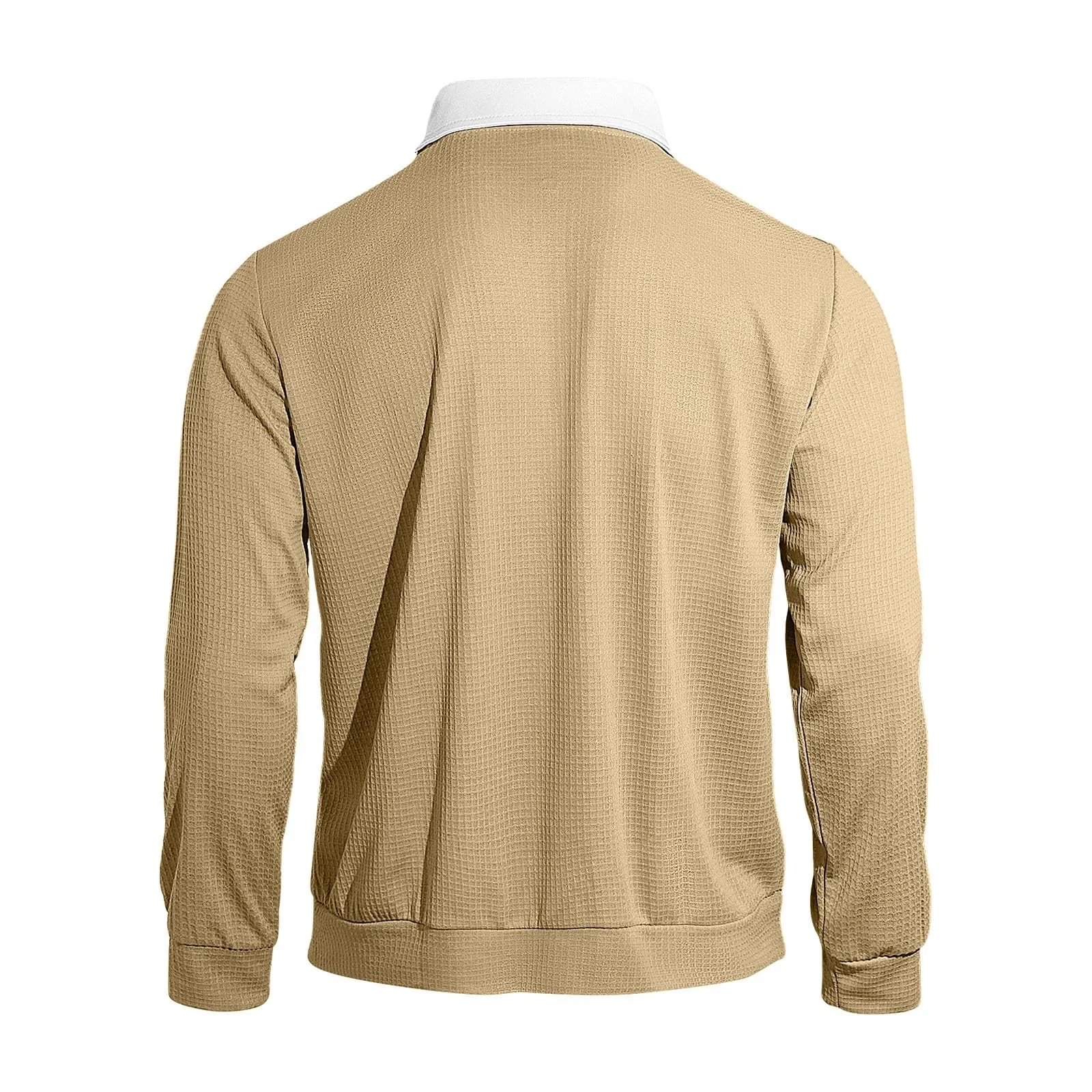 EODJXIO Maglia Uomo con Cerniera e Colletto in Lino a Maniche Lunghe - immagine 4