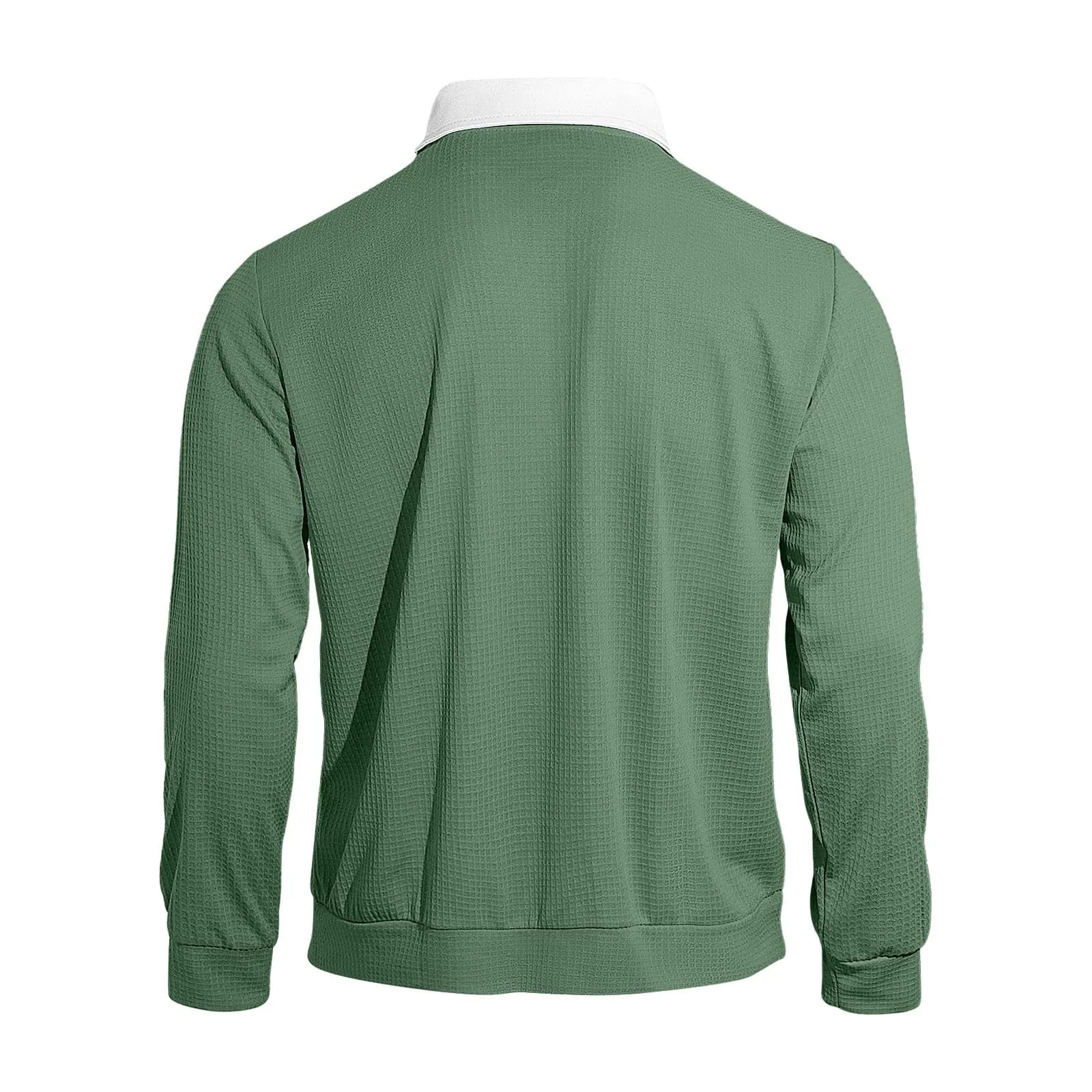 EODJXIO Maglia Uomo con Cerniera e Colletto Manica Lunga in Lino - immagine 4
