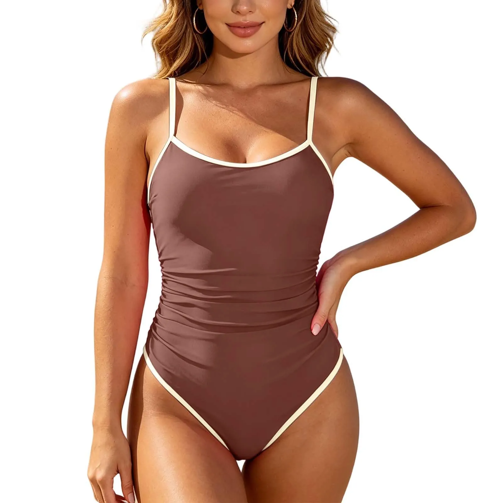Vhersily Costume da Bagno Donna Intero Monokini Bikini Push Up Imbottito Vita Alta - immagine 1