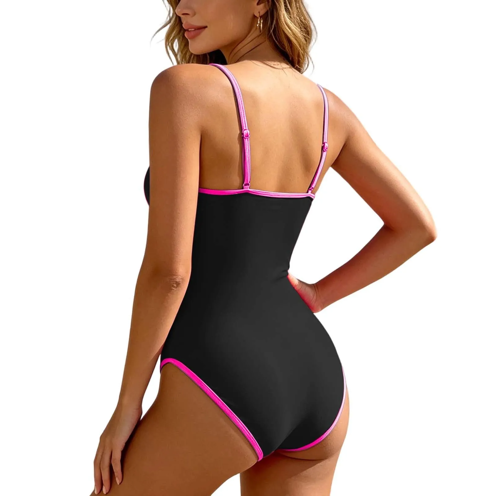 Vhersily Costume da Bagno Donna Intero Monokini Push Up Vita Alta Nero - immagine 2