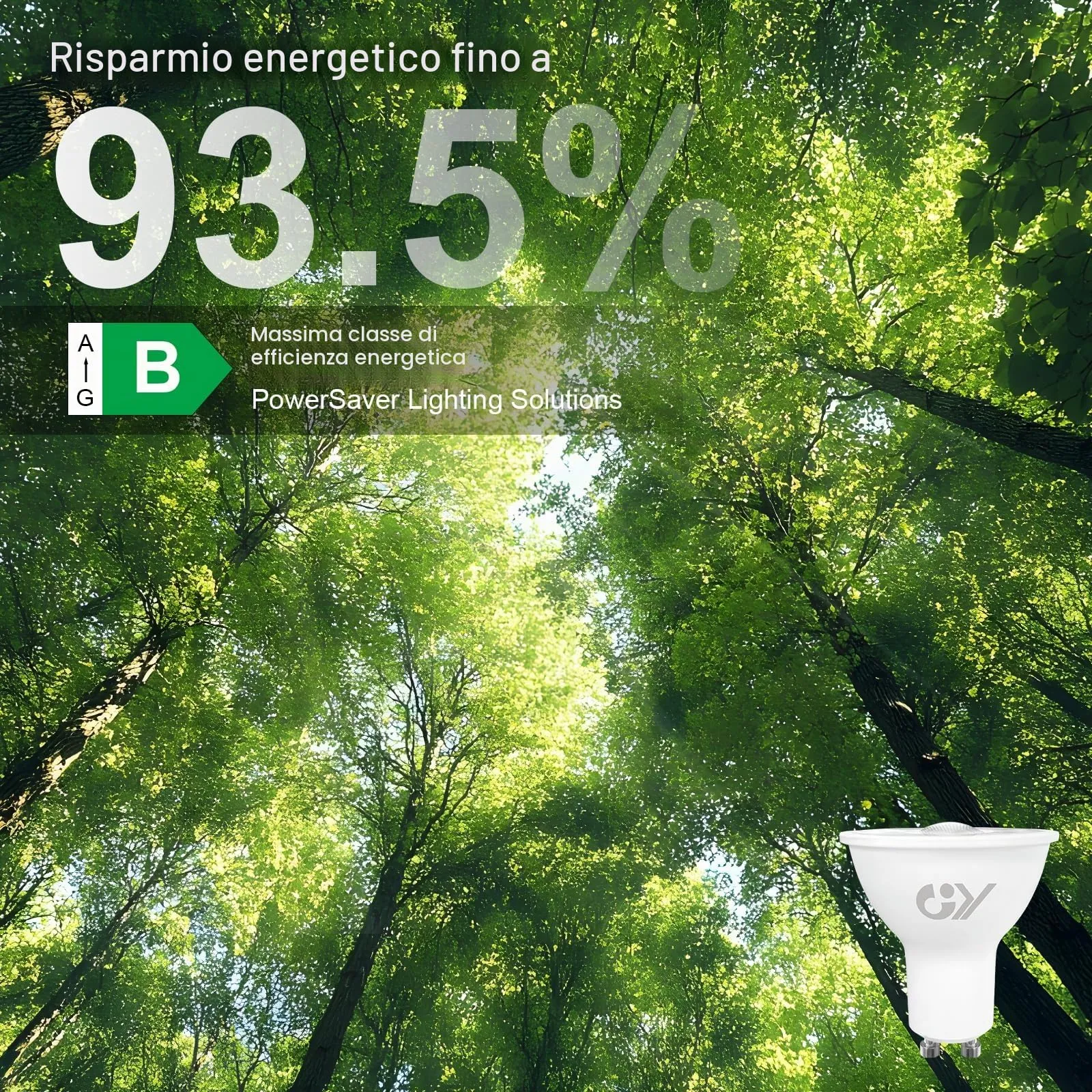 GY Classe B Lampadine GU10 LED Spot, 6,5W, 1025LM, Bianco Caldo 2700K, 36°, Non Dimmerabile, Confezione da 6 - immagine 8