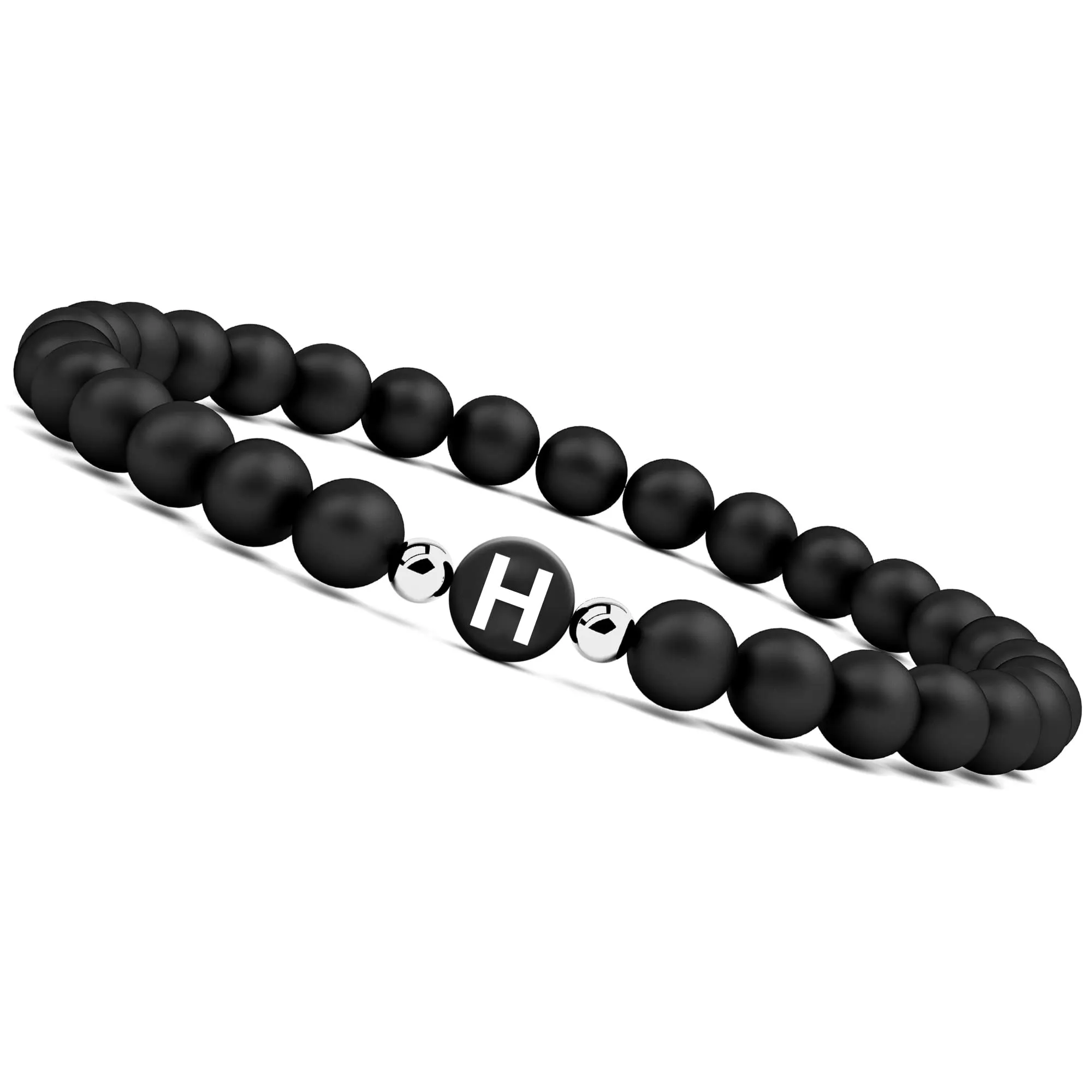 GD GOOD.designs Bracciale con Iniziale I in Onice Nero per Uomo e Donna - immagine 1