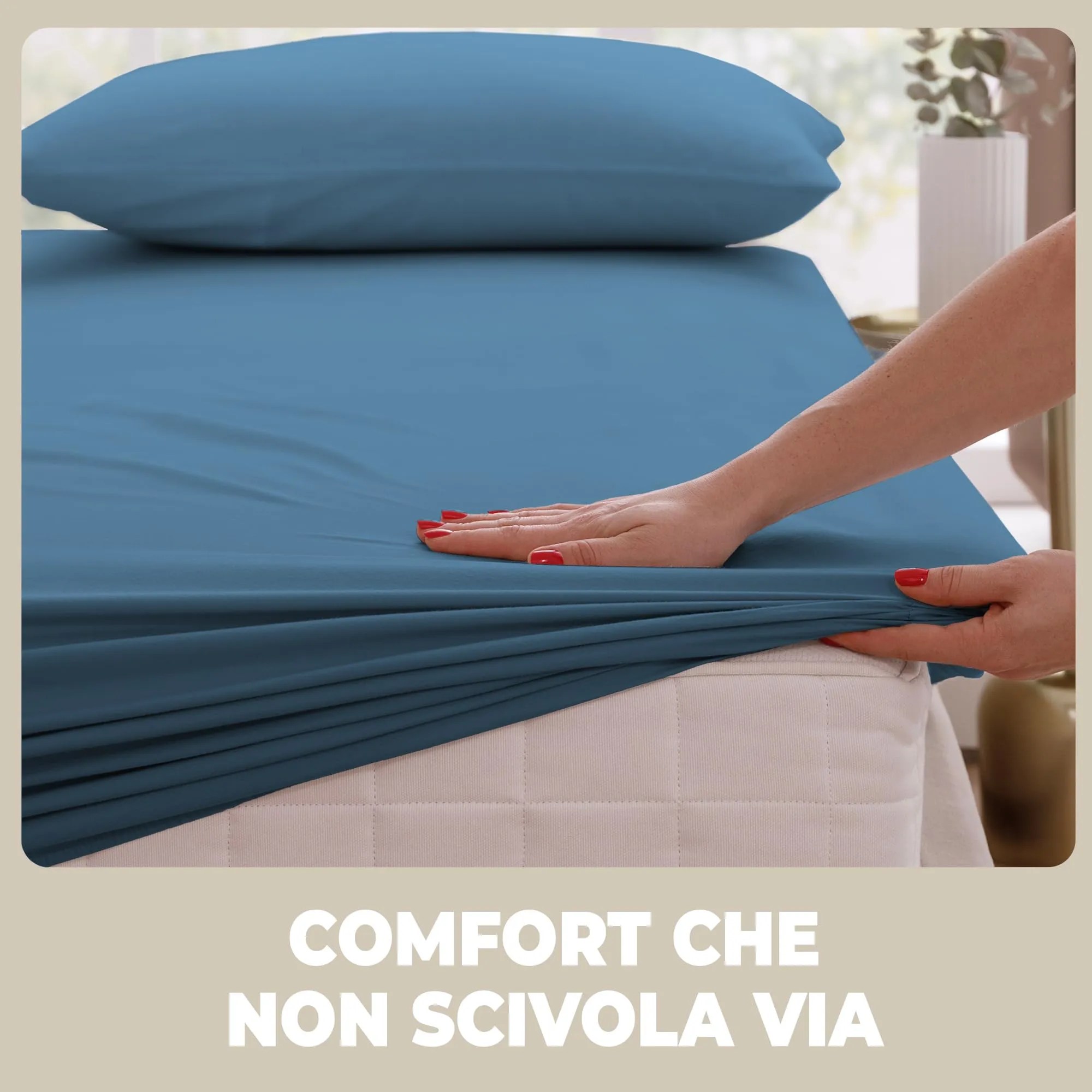 Flowen Lenzuola con Angoli Matrimoniale 180x190 cm Blu Navy 100% Cotone per Materasso fino a 30cm - immagine 6