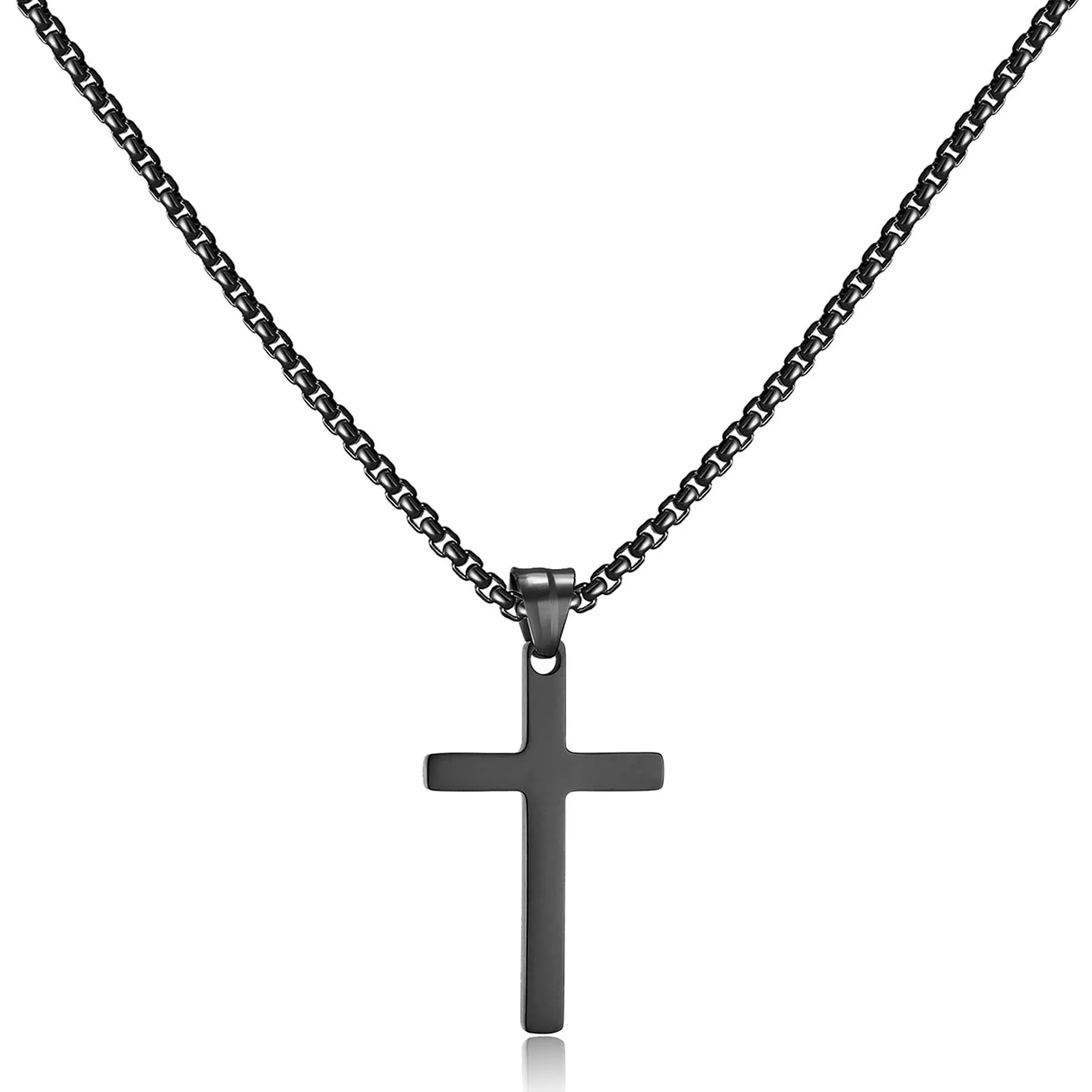 AFSTALR Kreuz Kette für Herren, Noir - immagine 1