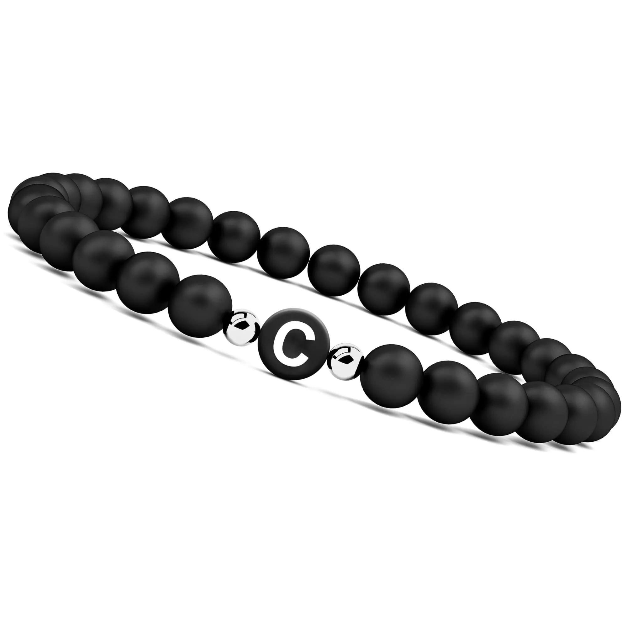 GD GOOD.designs Bracciale con Iniziale I in Onice Nero per Uomo e Donna - immagine 1