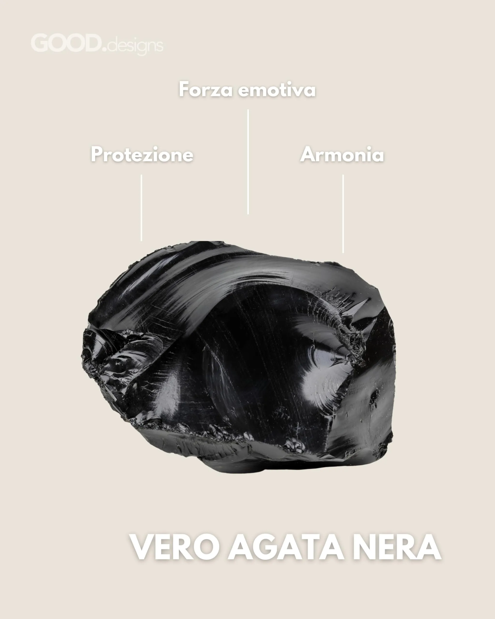 GD GOOD.designs Bracciale con Iniziale M, Perline in Onice Nero per Uomo e Donna - immagine 2