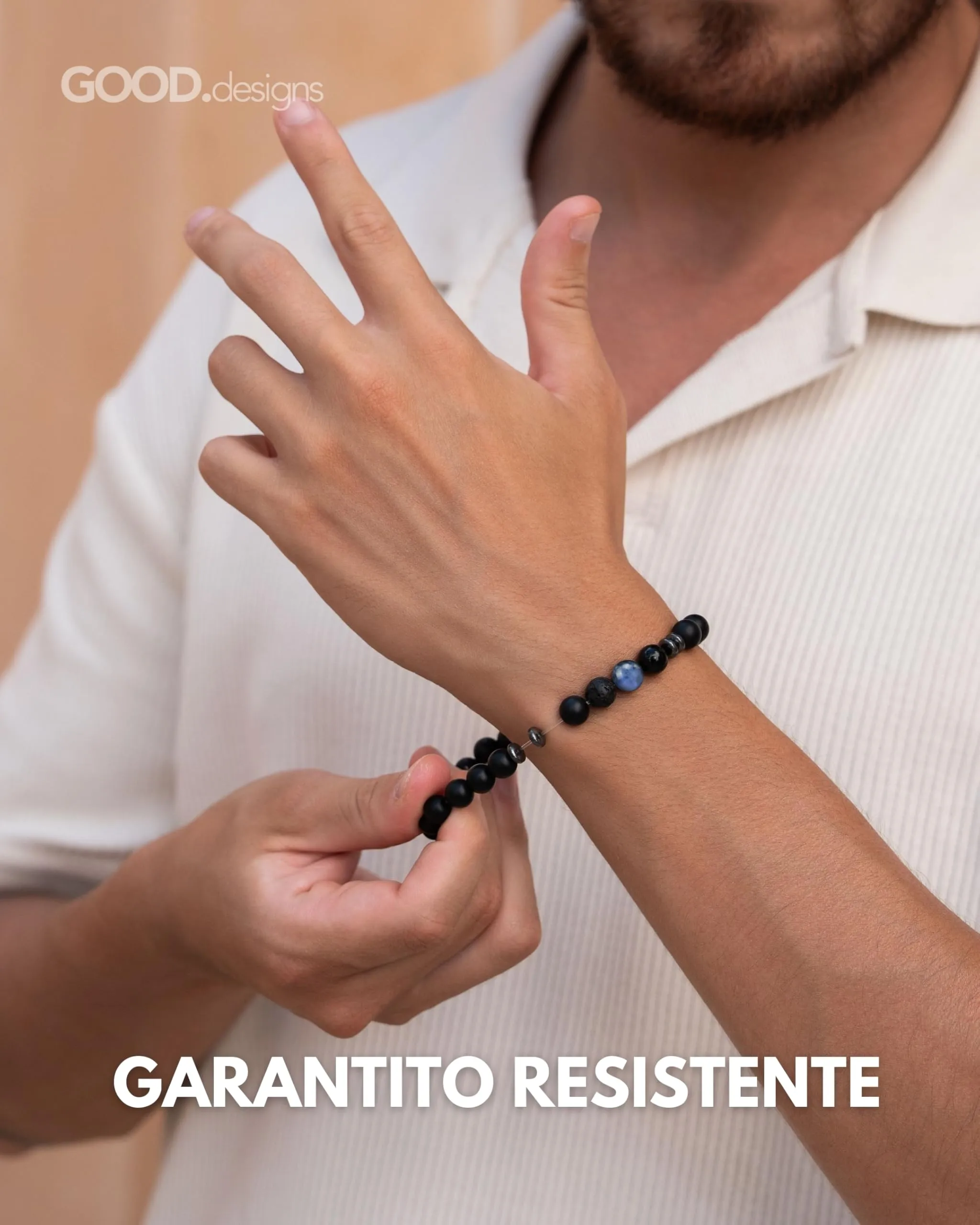 GD GOOD.designs Bracciale con Lettera Personalizzato per Uomini e Donne, Nero - immagine 4