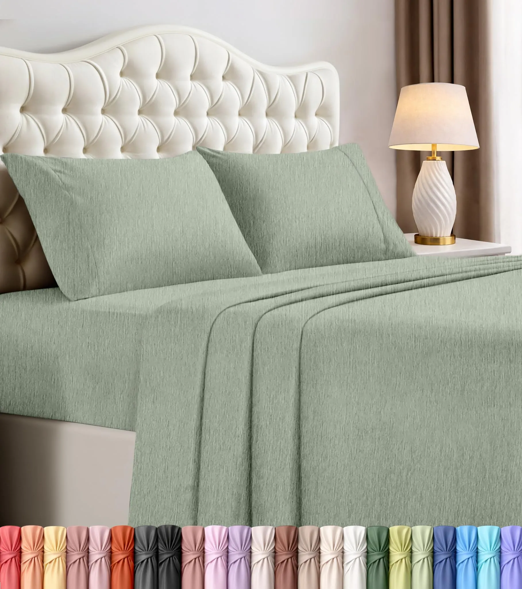 Utopia Bedding Set di lenzuola in microfibra, 4 pezzi, California King, Salvia Erica - immagine 1