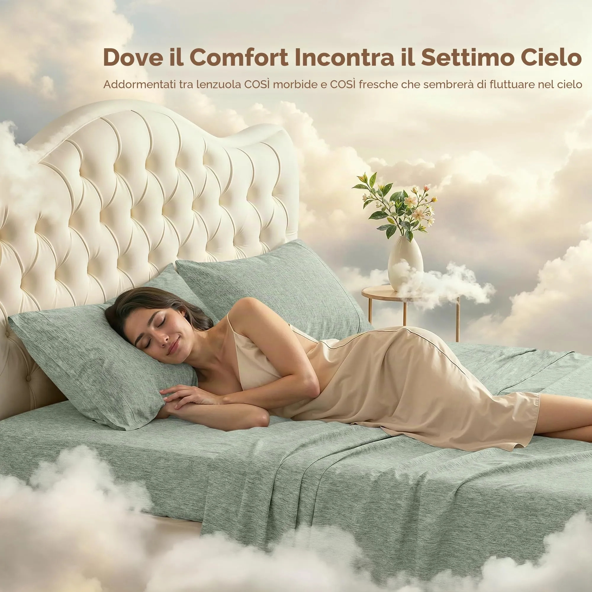 Utopia Bedding Set di lenzuola in microfibra, 4 pezzi, California King, Salvia Erica - immagine 4