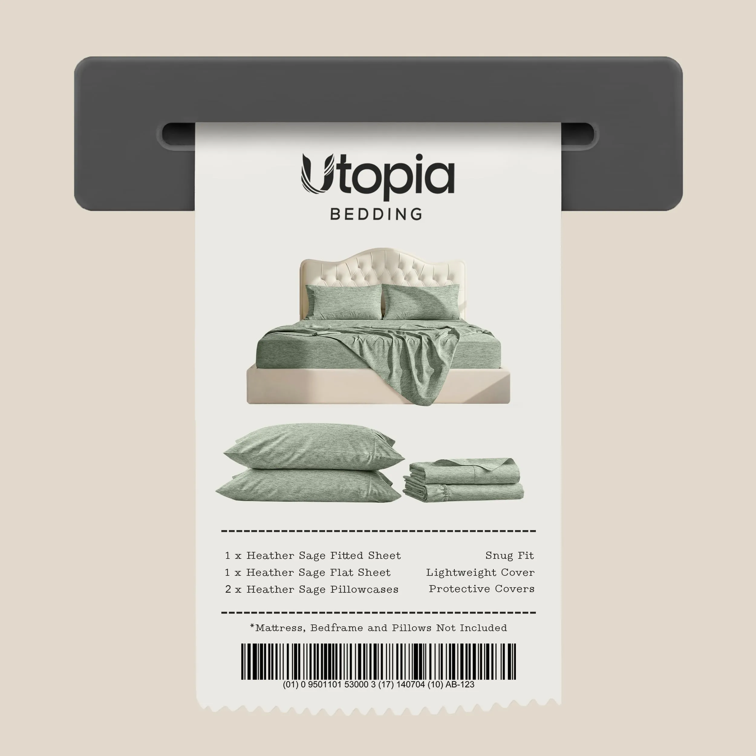 Utopia Bedding Set di lenzuola in microfibra, 4 pezzi, California King, Salvia Erica - immagine 7
