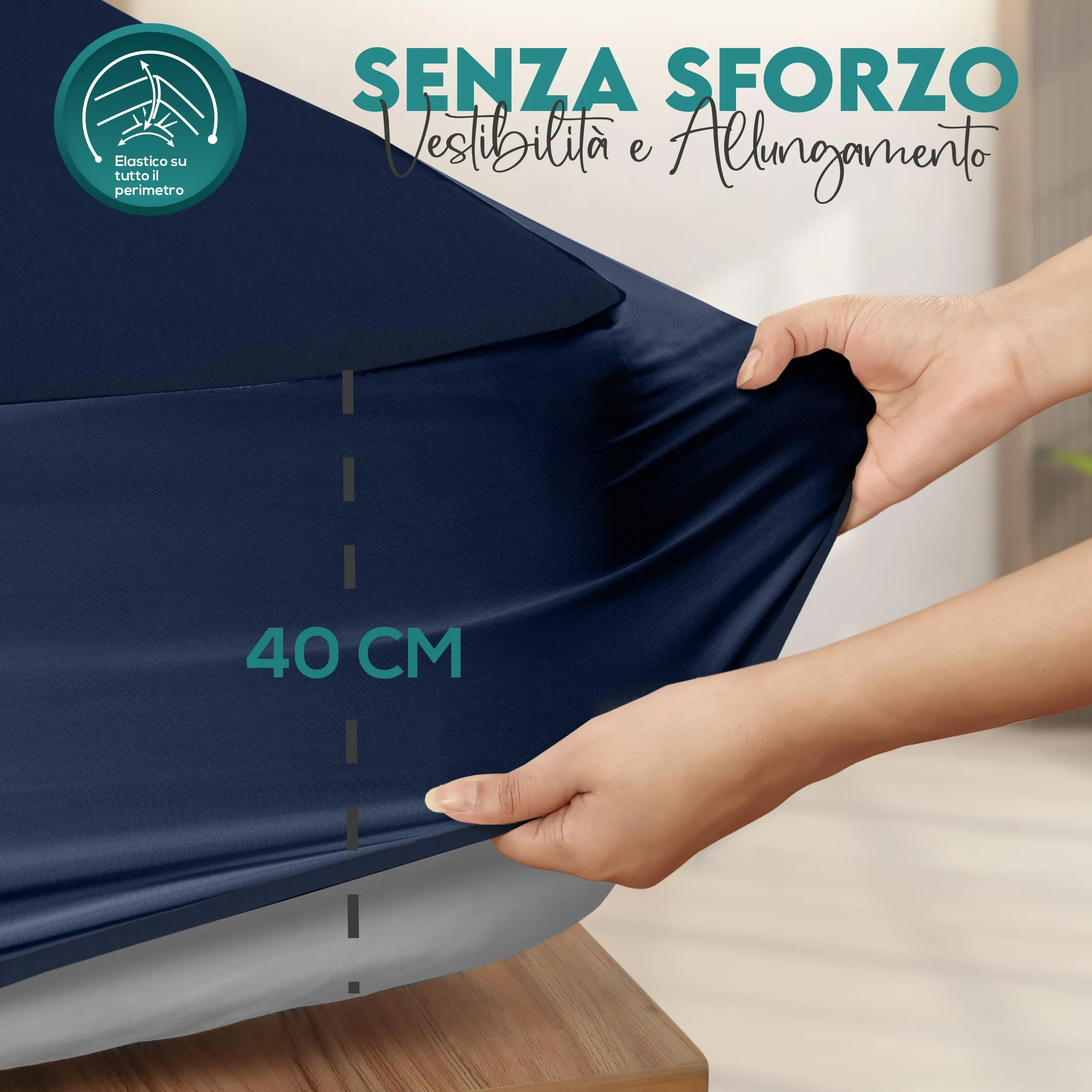 Utopia Bedding Coprimaterasso Impermeabile 135 x 190 x 40 cm Blu Marino - immagine 4