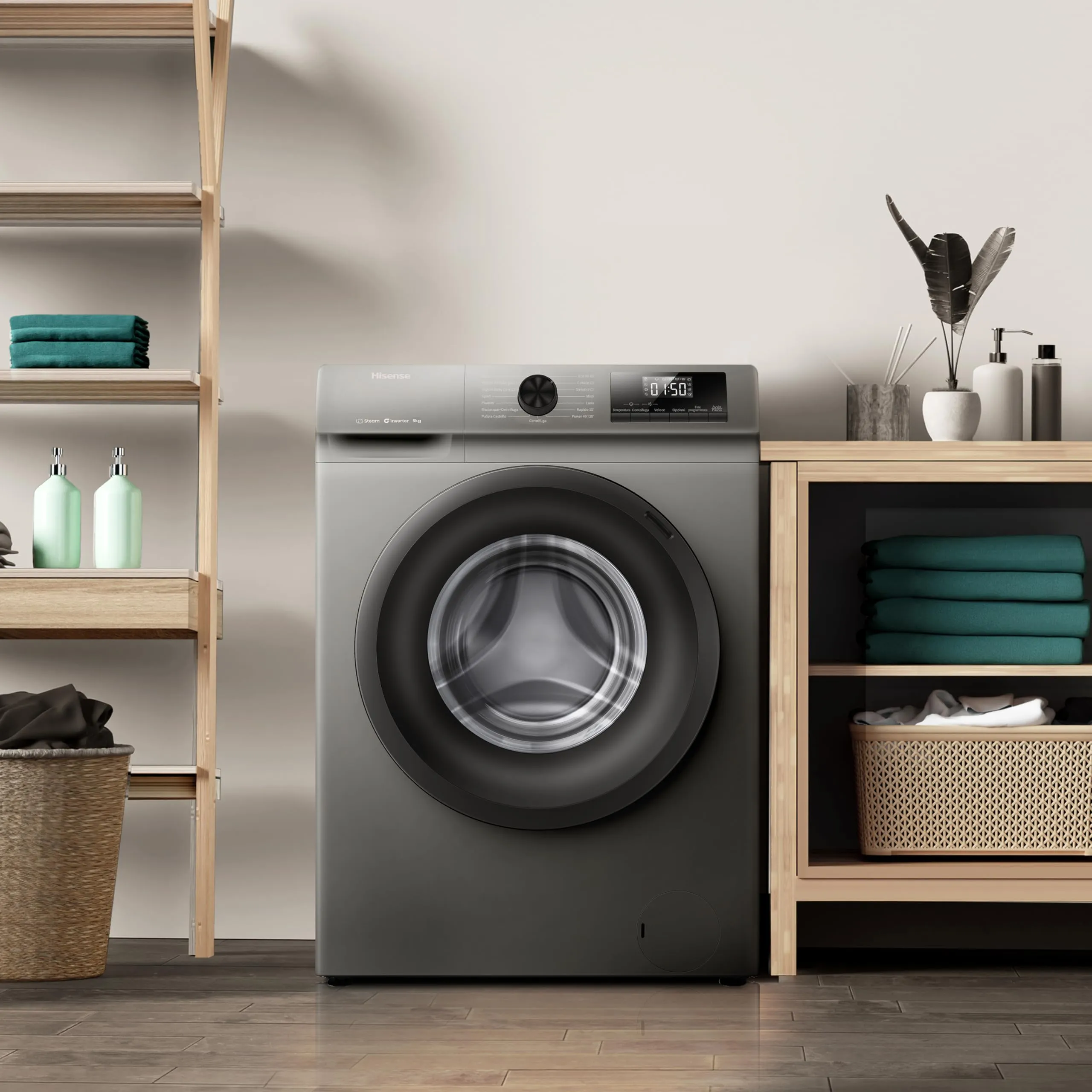 Hisense WF1Q8041BT Lavatrice 8 kg Classe A-20% Steam Wash Motore Inverter - immagine 8