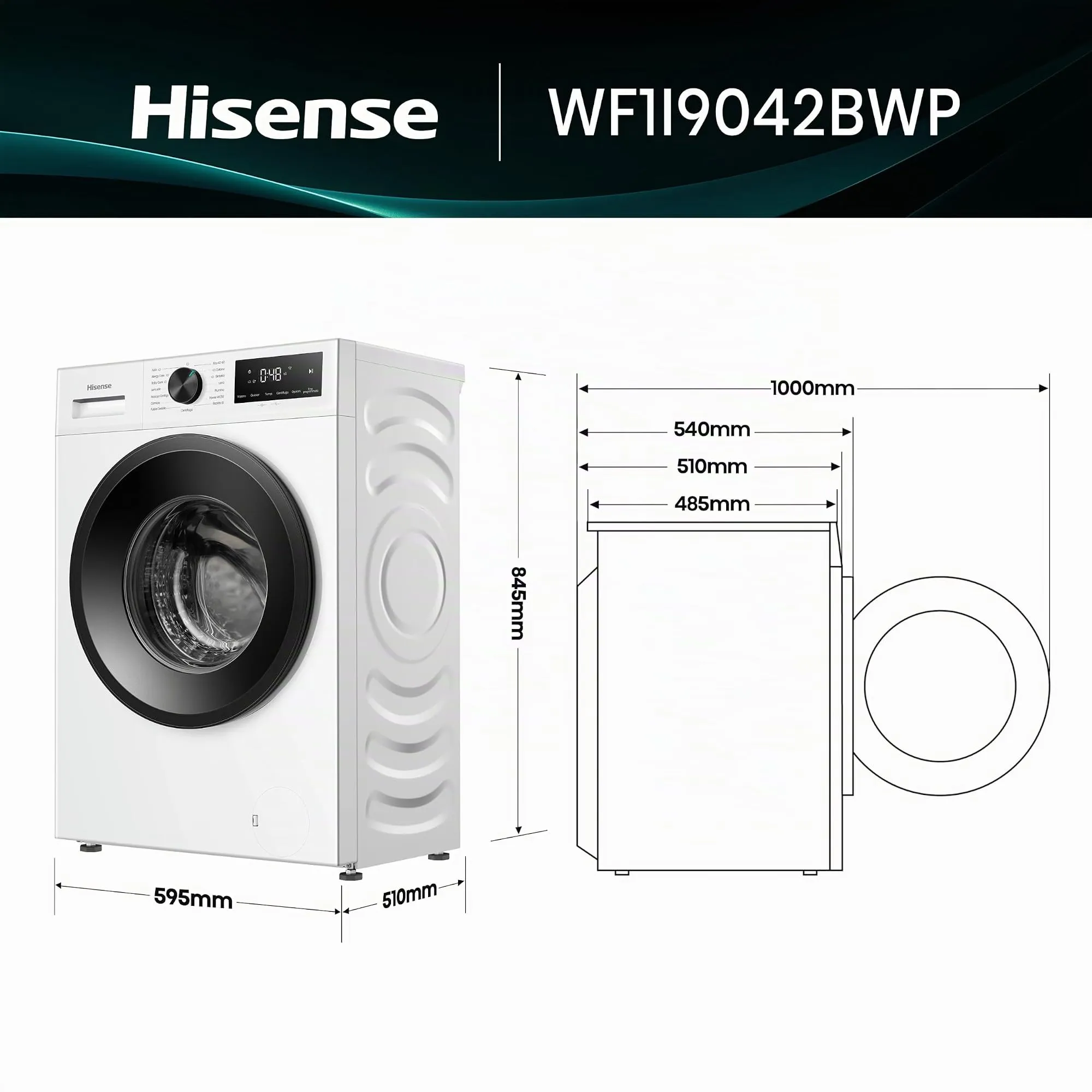 Hisense WF1I9042BWP Lavatrice a Carica Frontale 9 kg, Classe A-20%, Bianco - immagine 3