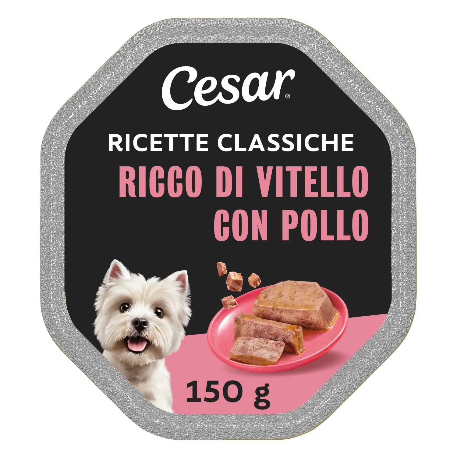 Cesar Ricette Classiche Cibo Umido per Cani, Patè con Vitello e Pollo, 14 Vaschette da 150 g - immagine 1