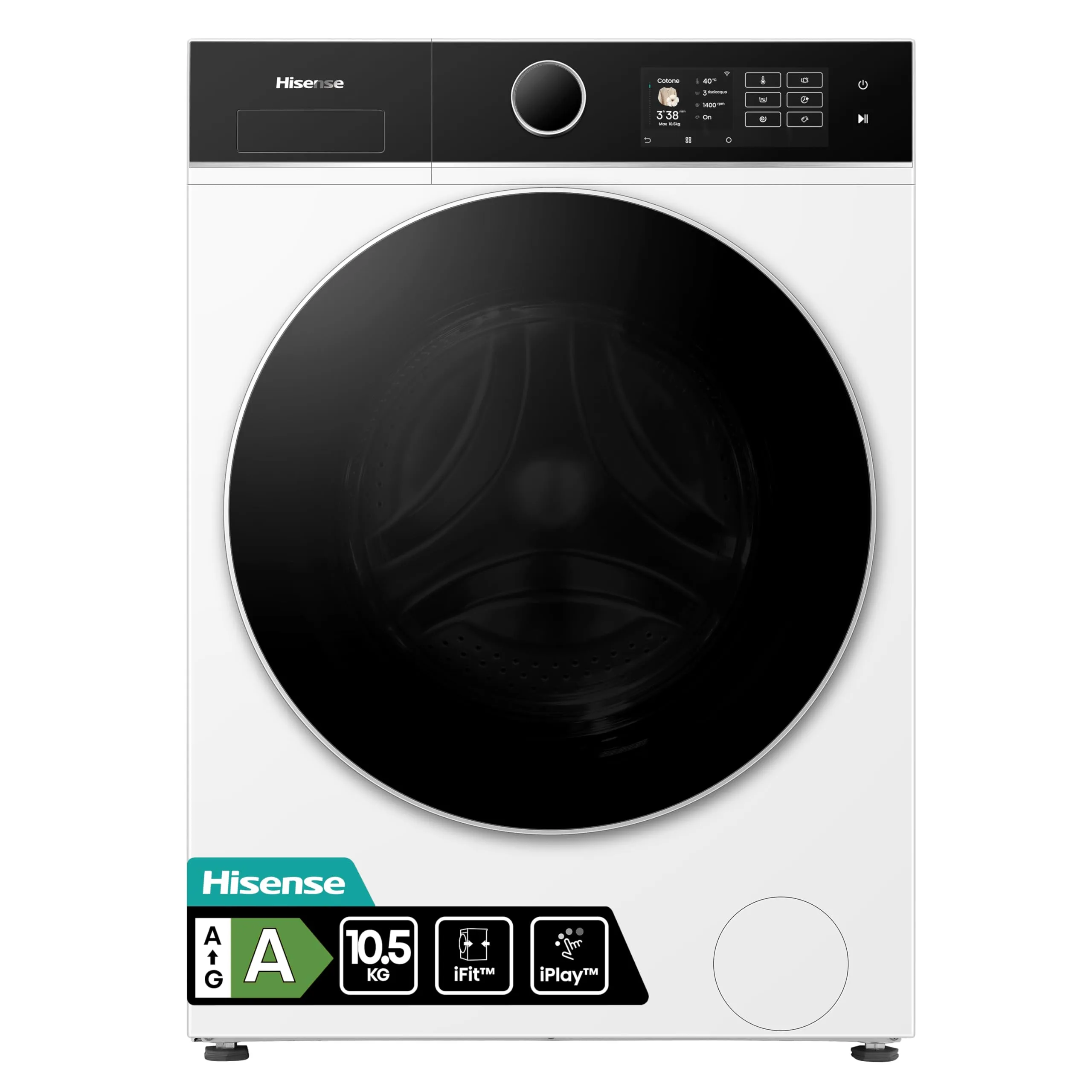 Hisense WF5I1045BWQ Lavatrice a Carica Frontale 10.5 kg, Classe A-40%, 1400 rpm, AutoDose, Vapore, Display Touch - immagine 1