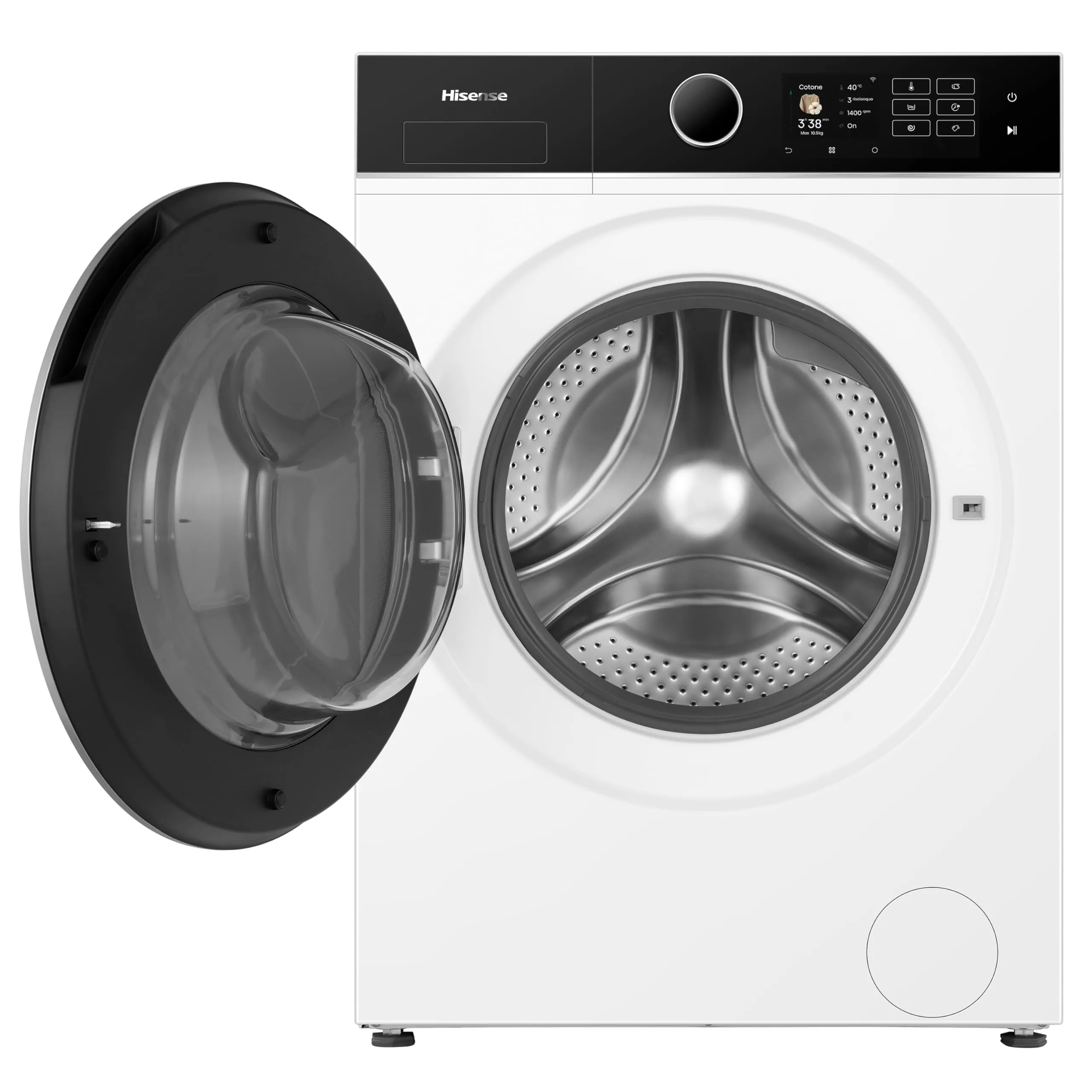 Hisense WF5I1045BWQ Lavatrice a Carica Frontale 10.5 kg, Classe A-40%, 1400 rpm, AutoDose, Vapore, Display Touch - immagine 12