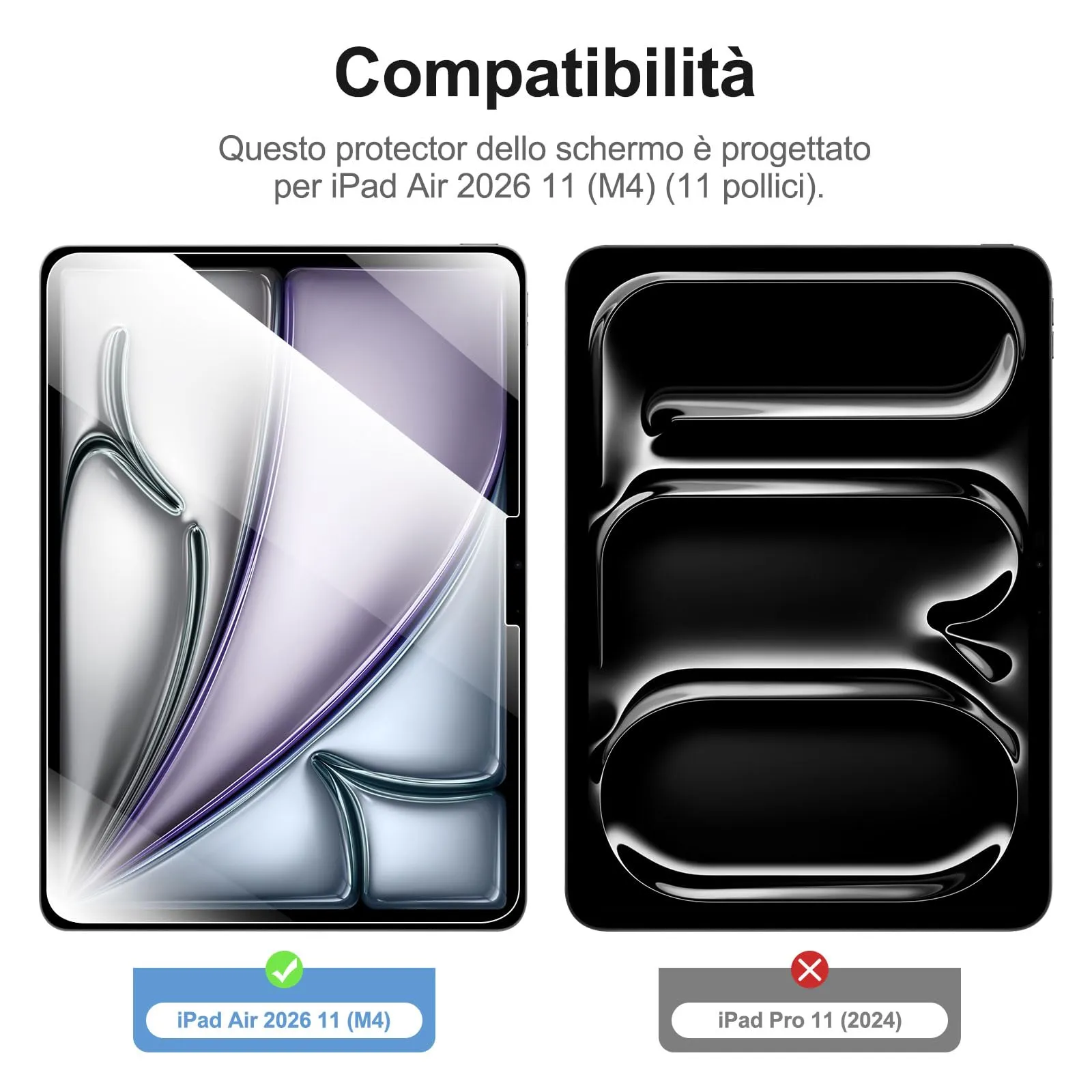 NEW'C Pellicola in Vetro Temperato per iPad Air 11 pollici (M4) 2024 - immagine 2