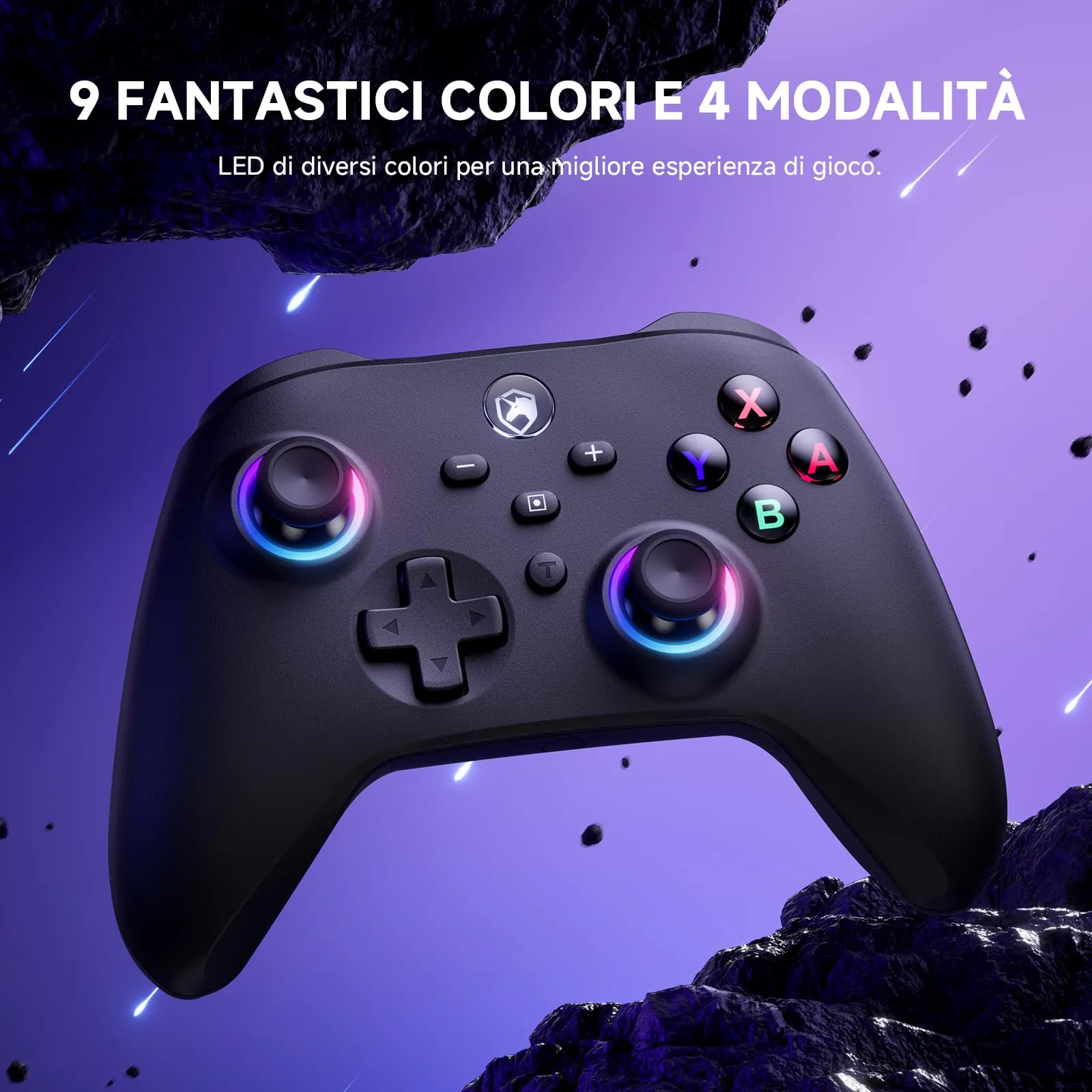 ECHTPower Wireless Pro Controller for Switch, Switch OLED, Switch Lite, PC, Android and iOS, Hall Effect Triggers, 1000mAh Battery, Gyroscope, Turbo, Vibration, SP06BK - immagine 2
