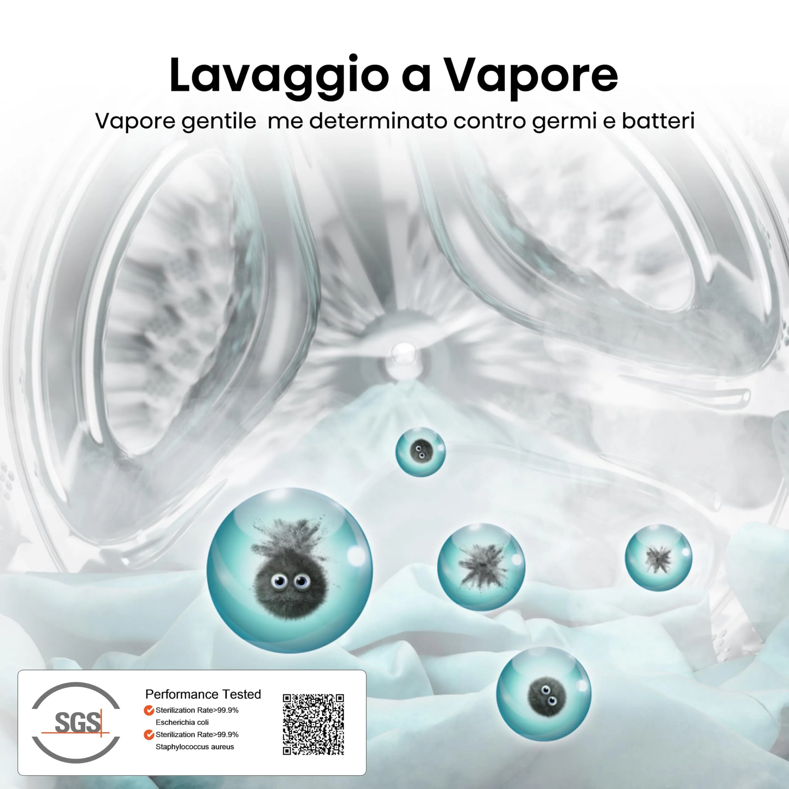 Hisense WFQP8014EVMT Lavatrice a Carica Frontale 8 kg, 1400 rpm, Classe A, Titanium Grey - immagine 4