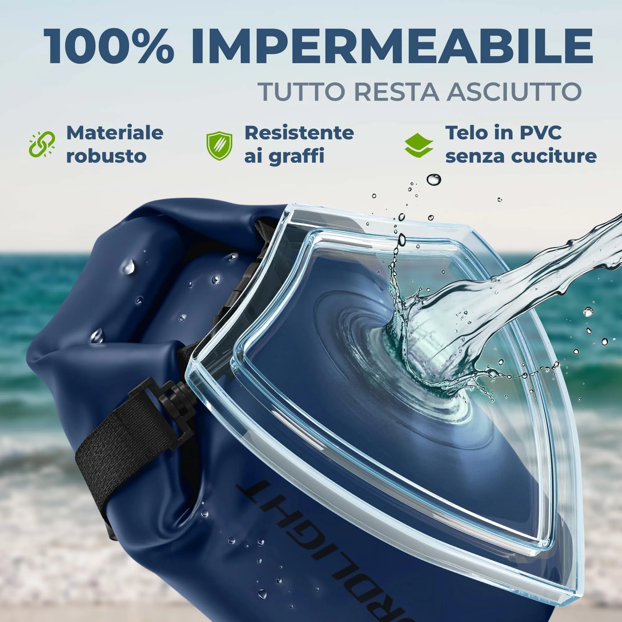 Nordlight Dry Bag Set con Custodia per Cellulare e Marsupio, 20L, Blu Navy - immagine 5