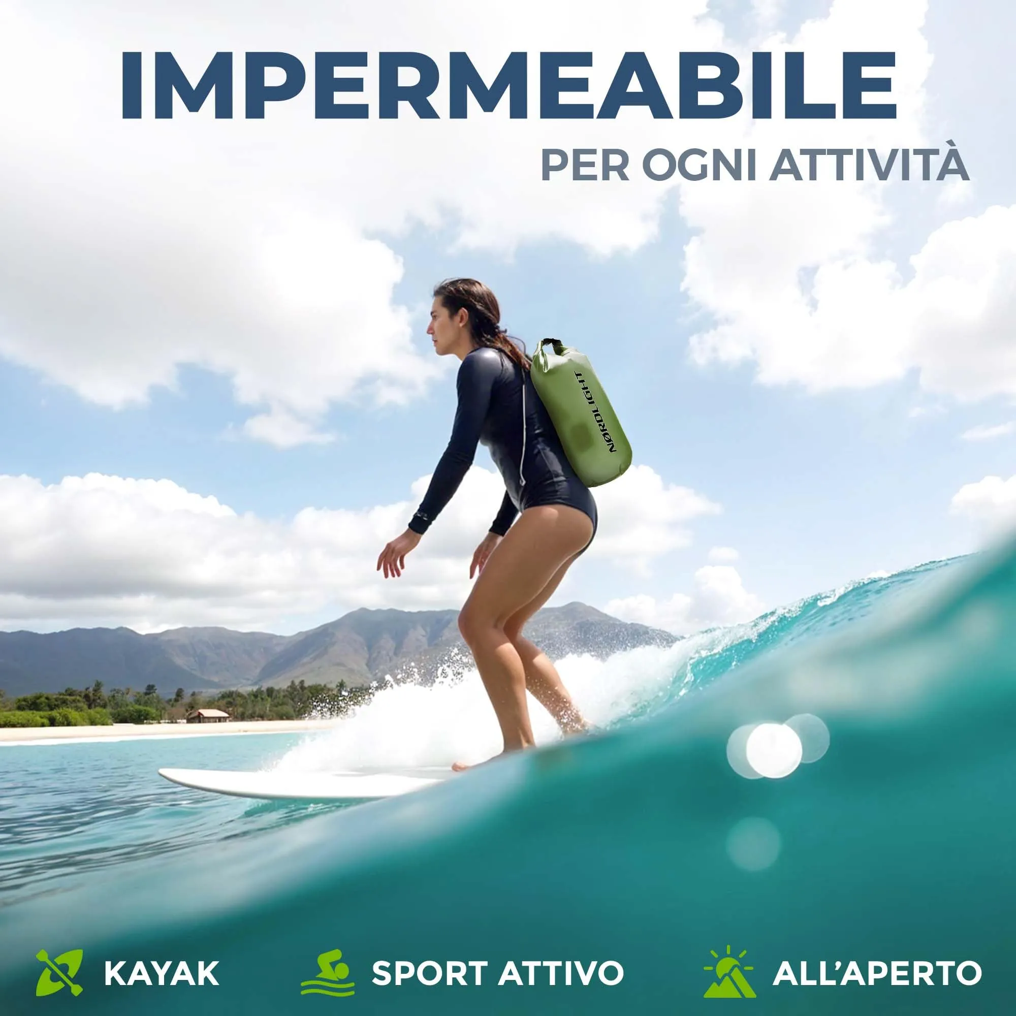 Nordlight Dry Bag Sacca Impermeabile 15L, Blu Navy - immagine 8