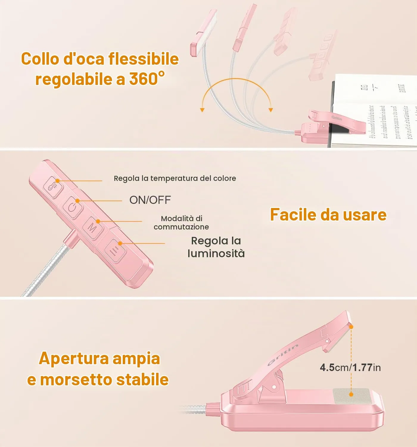 Gritin 2026 2a Gen Luce per Lettura con 32 LED Spettro Completo - immagine 8