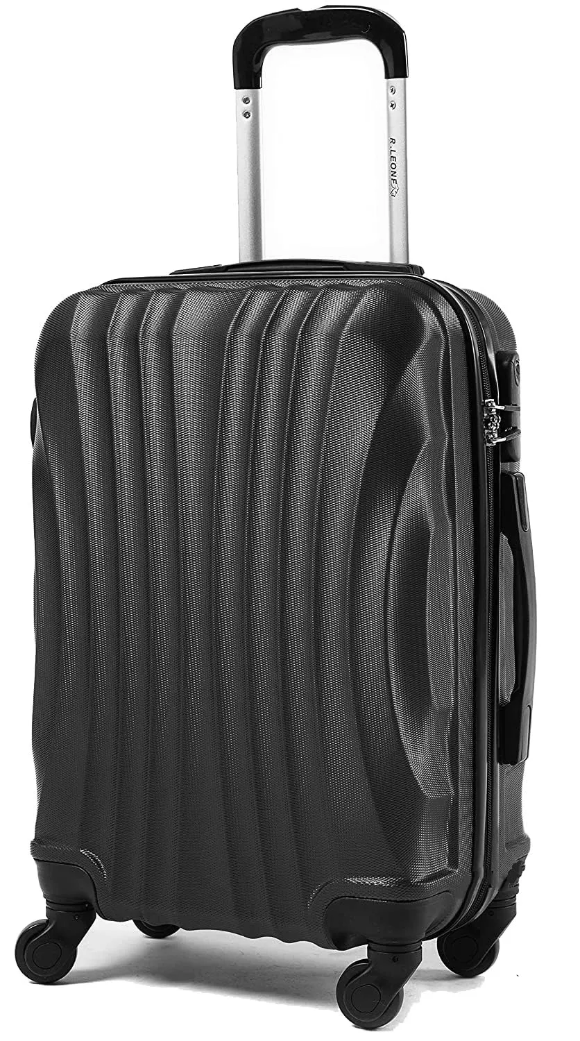 R.Leone Ryanair Trolley Bagaglio a mano 55x40x20 cm 4 Ruote rimovibile ABS 20373N Nero - immagine 1