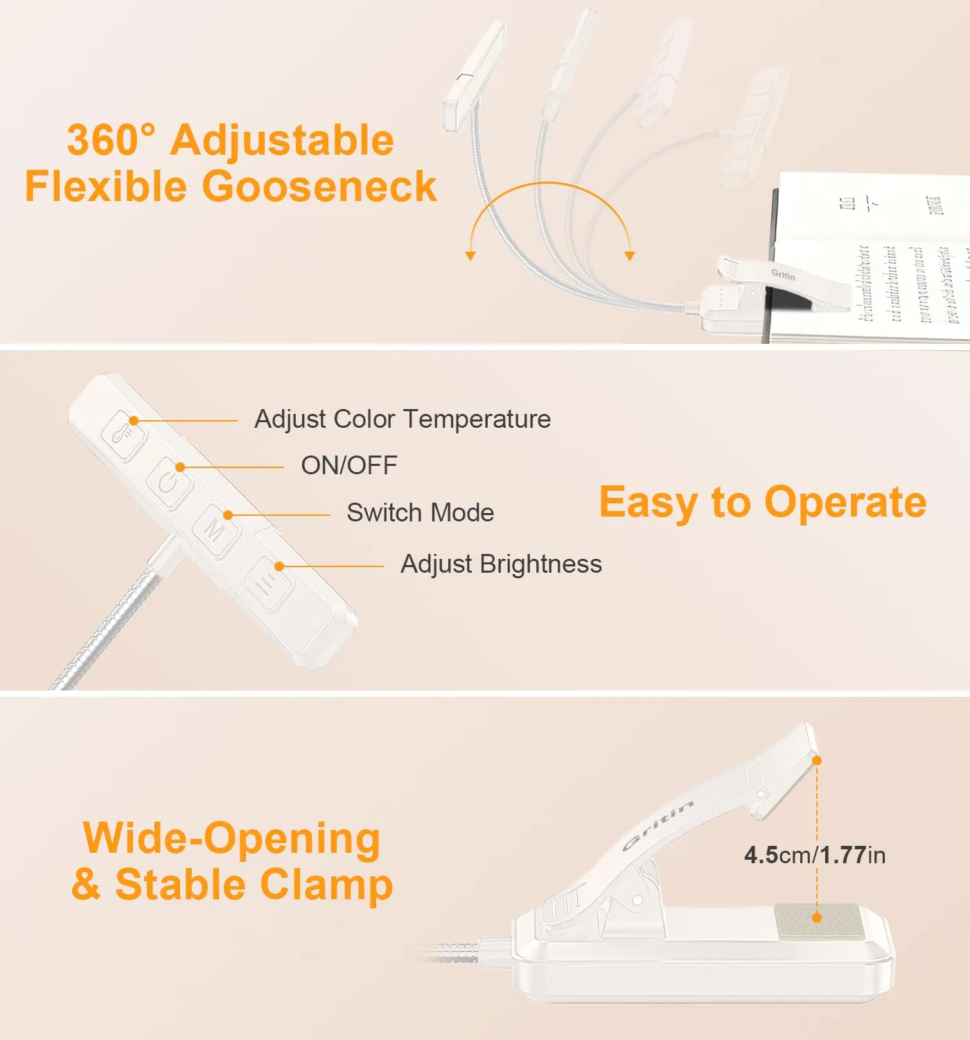Gritin 2026 2a Gen Luce per Lettura con 32 LED Spettro Completo - immagine 8