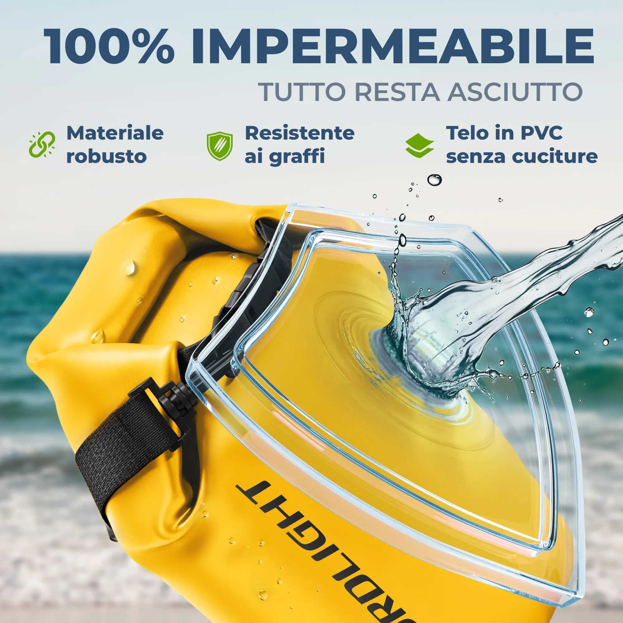 Nordlight Dry Bag Sacca Impermeabile 2L Giallo - immagine 5