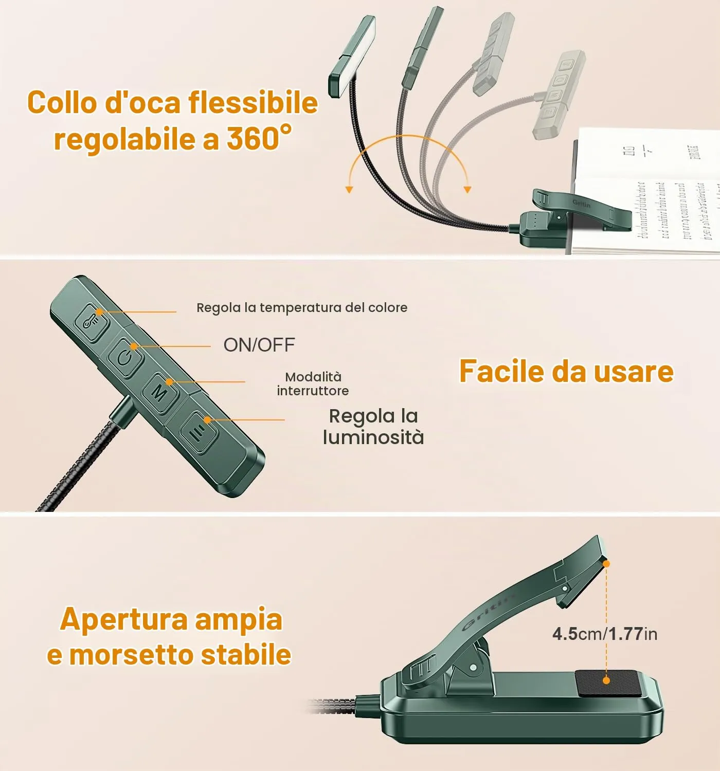 Gritin 2026 2a Gen Luce per Lettura con 32 LED Spettro Completo - immagine 8
