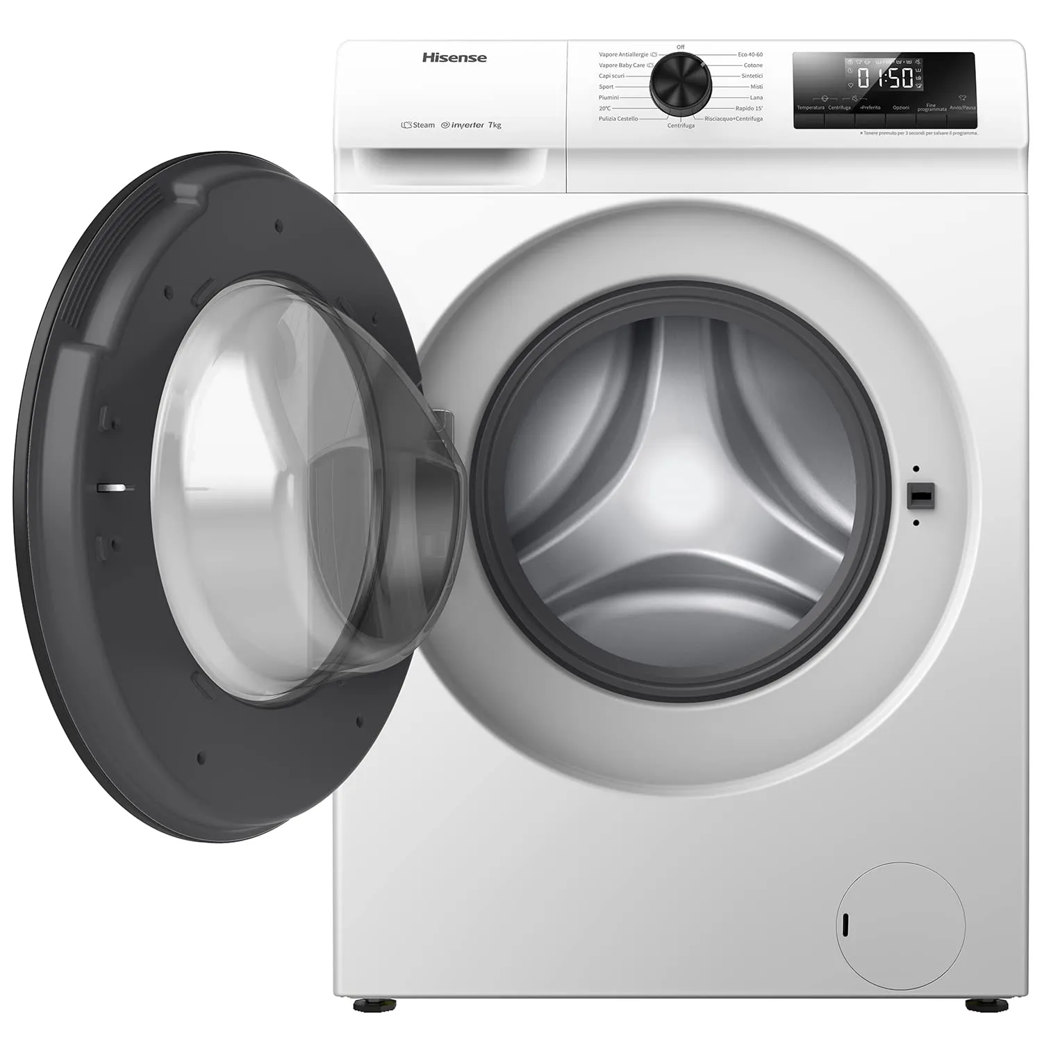 Hisense WFQE7012EVM Lavatrice Slim Carica Frontale, 7kg, Classe A, 1200 giri, Vapore, Motore Inverter - immagine 8