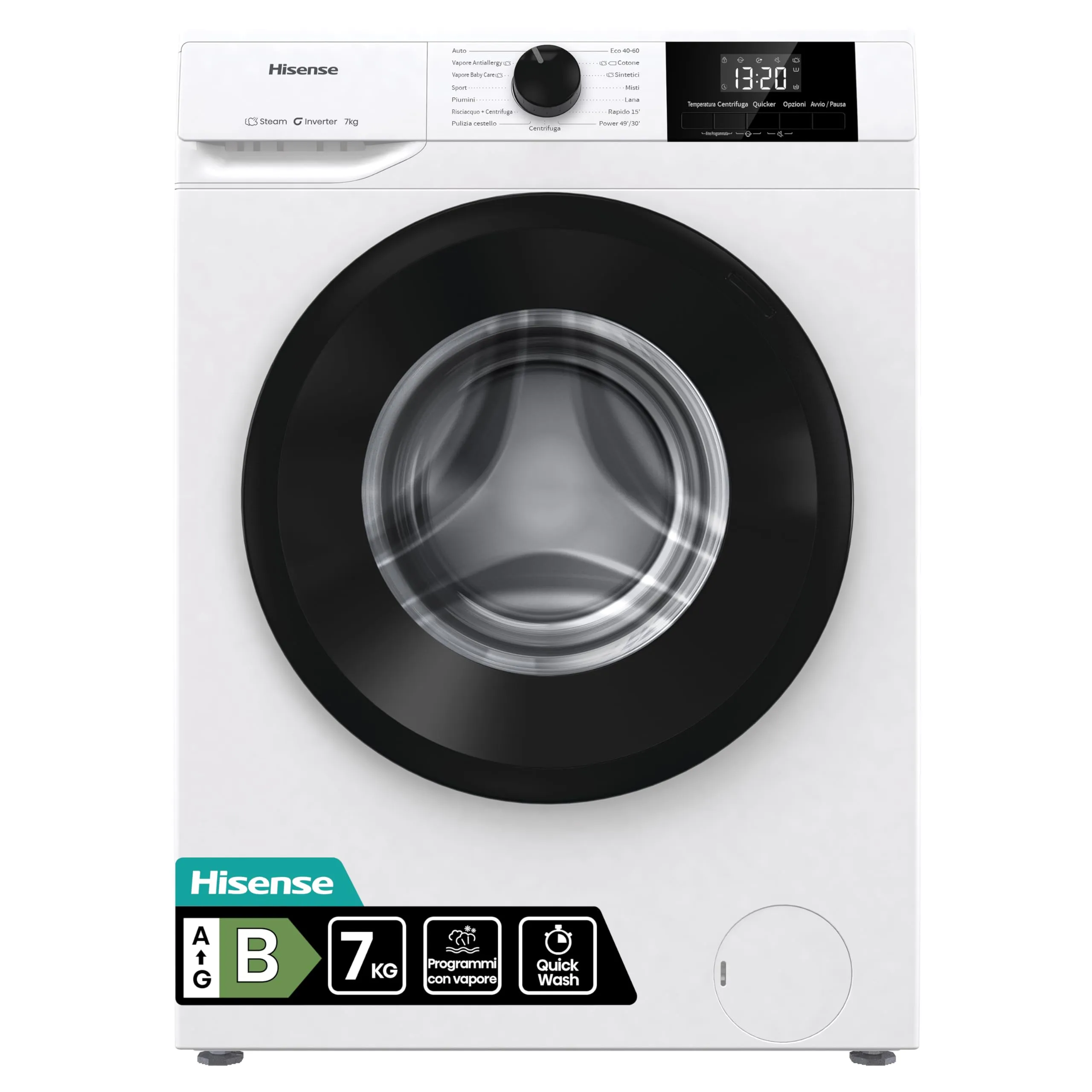 Hisense WF1G7021BW Lavatrice Slim a Carica Frontale 7 kg, Classe B, Bianco - immagine 1