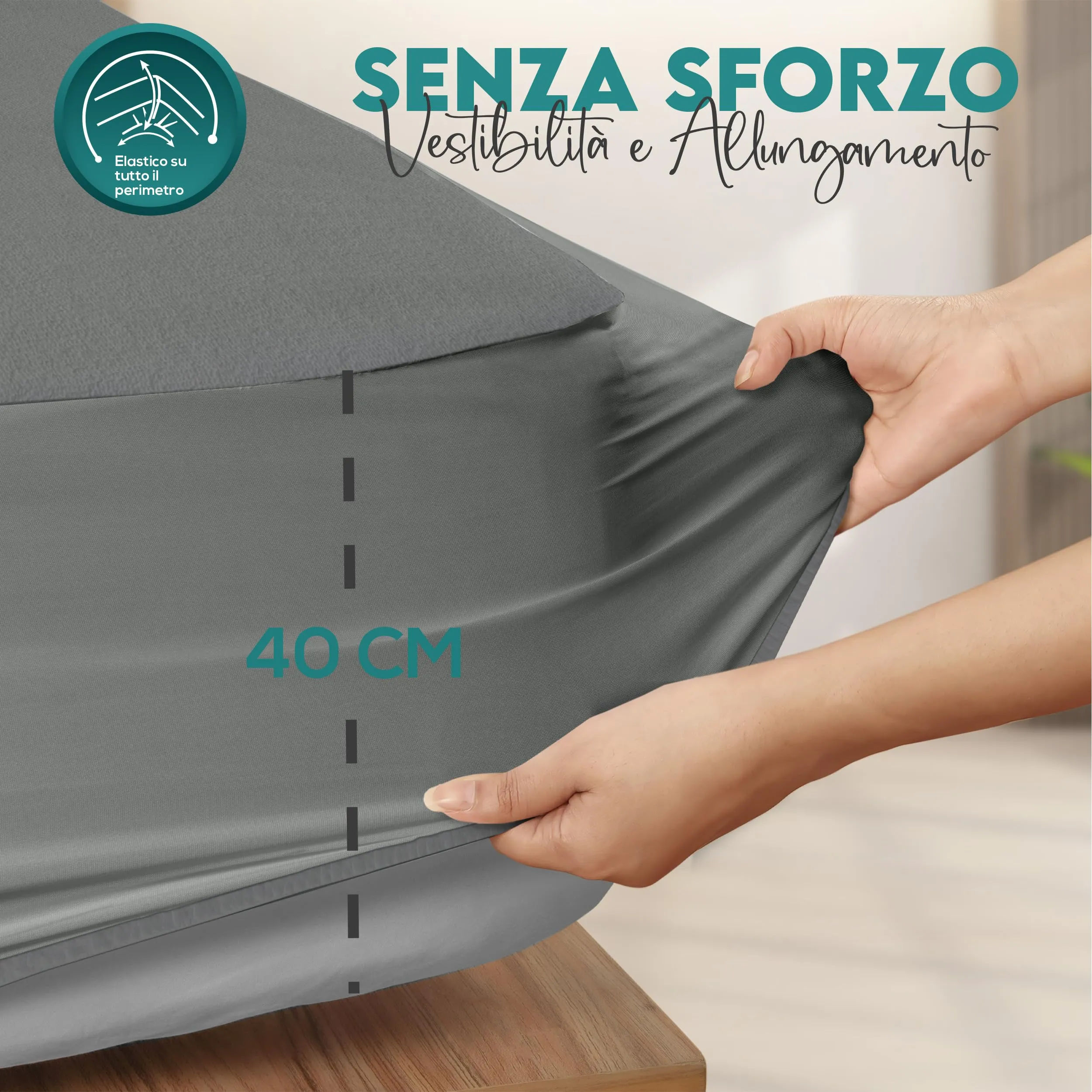 Utopia Bedding Coprimaterasso Matrimoniale Impermeabile, 180 x 200 x 40 cm, Grigio - immagine 4