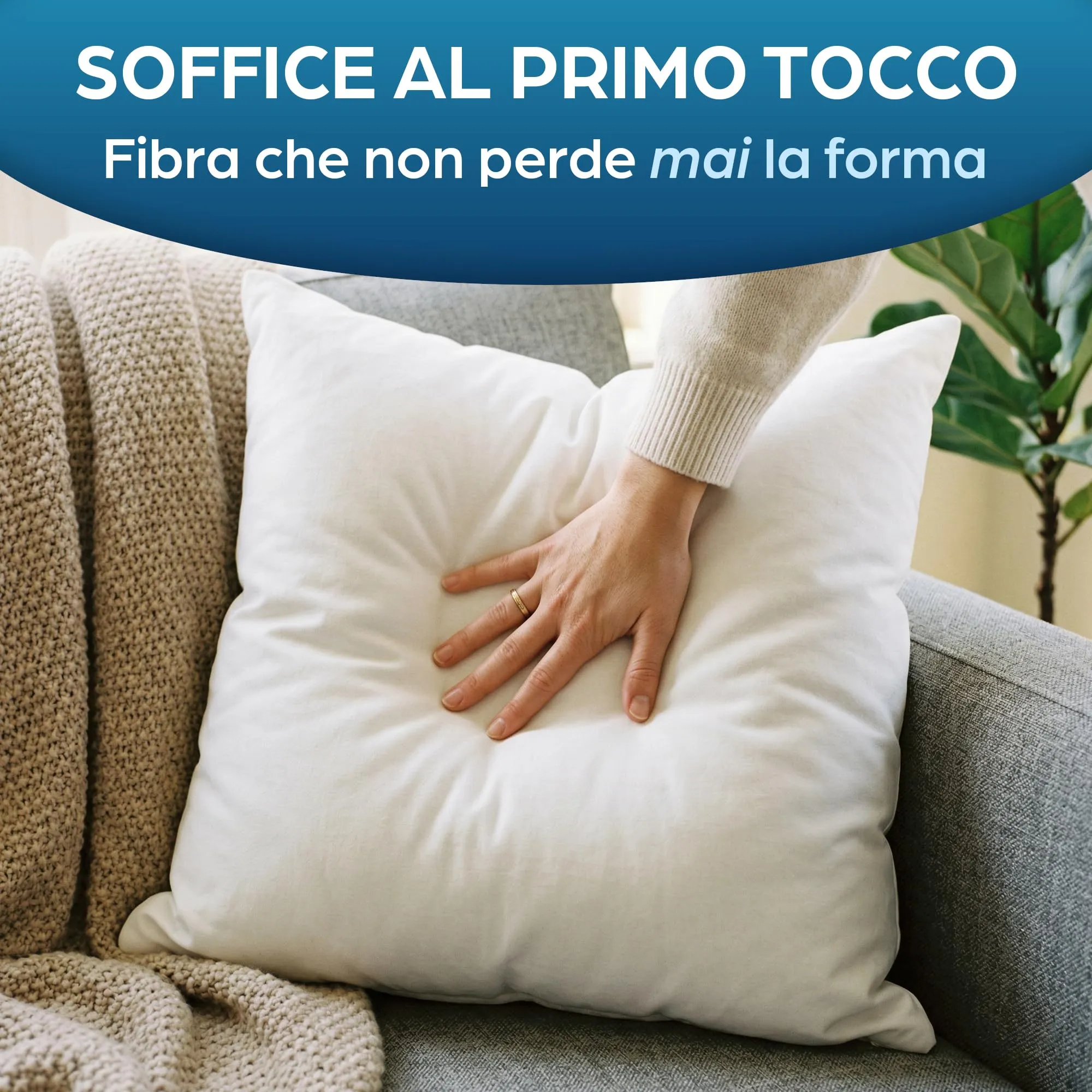 Flowen Imbottitura Cuscini per Divano e Letto, 40x40, 2 Pezzi, Poliestere Bianco, Anallergici e Antiacaro - immagine 3