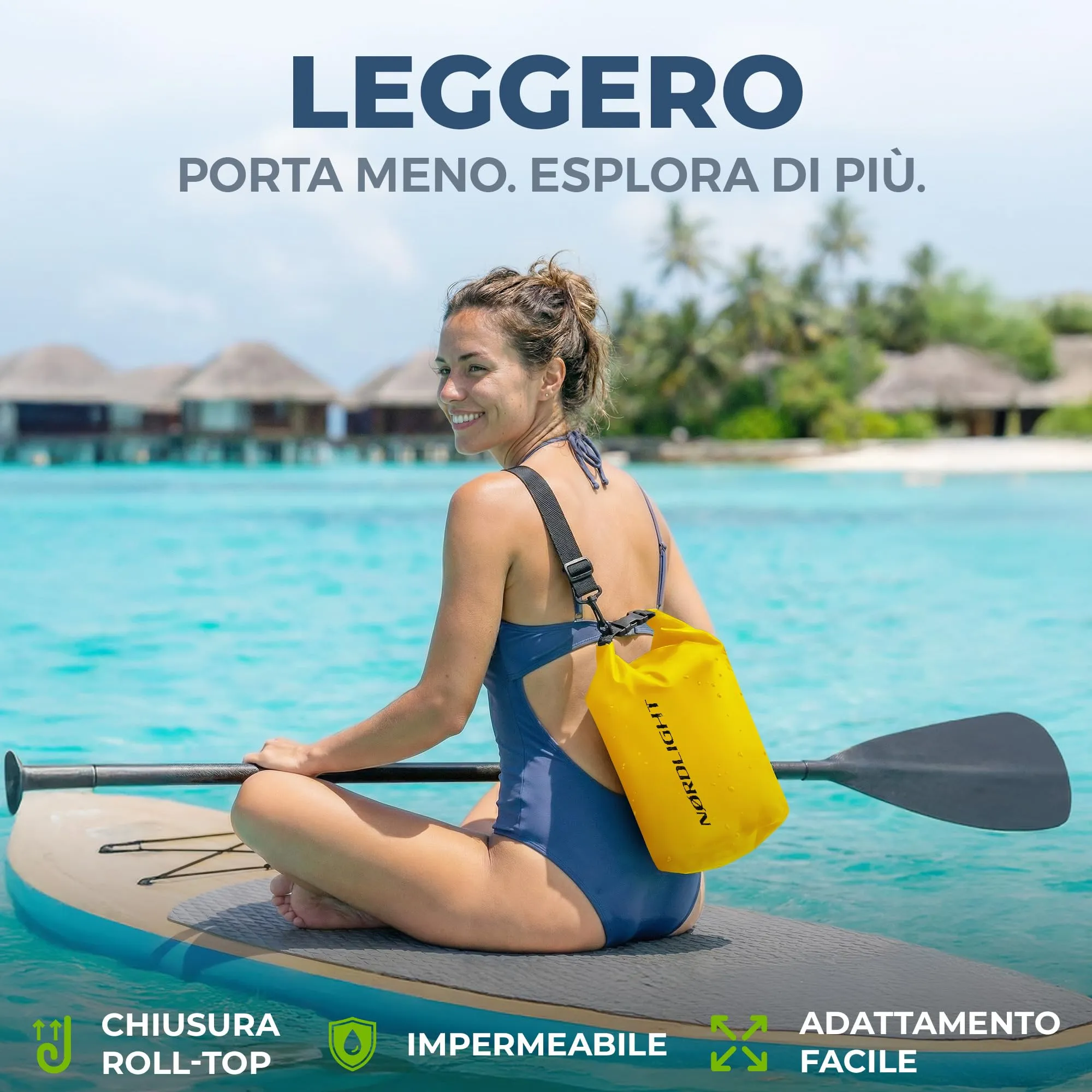 Nordlight Dry Bag Sacca Impermeabile 5L, Giallo - immagine 4