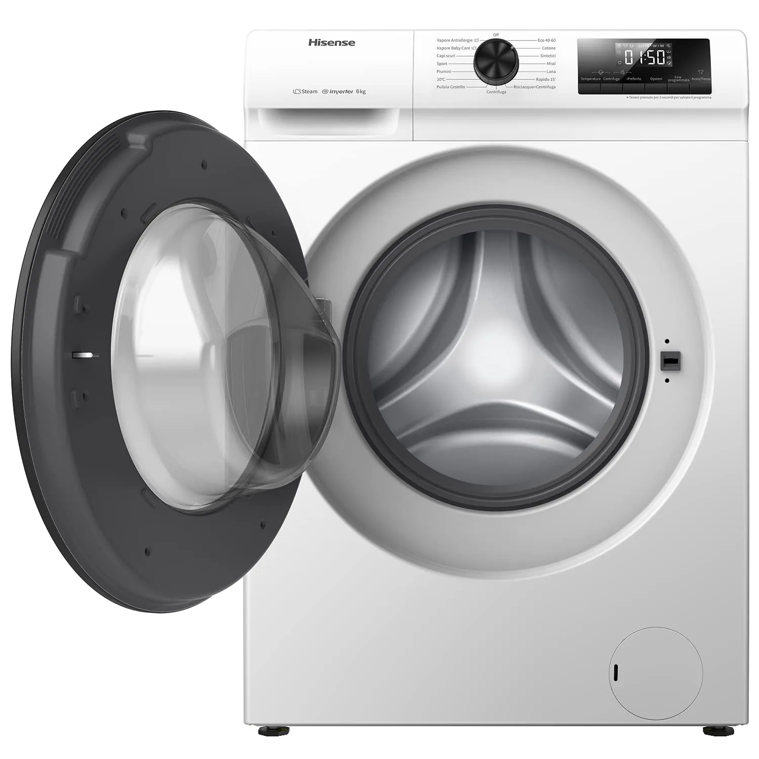 Hisense WFQE6012EVM Lavatrice Slim a Carica Frontale 6 kg Classe A, White/Black - immagine 8